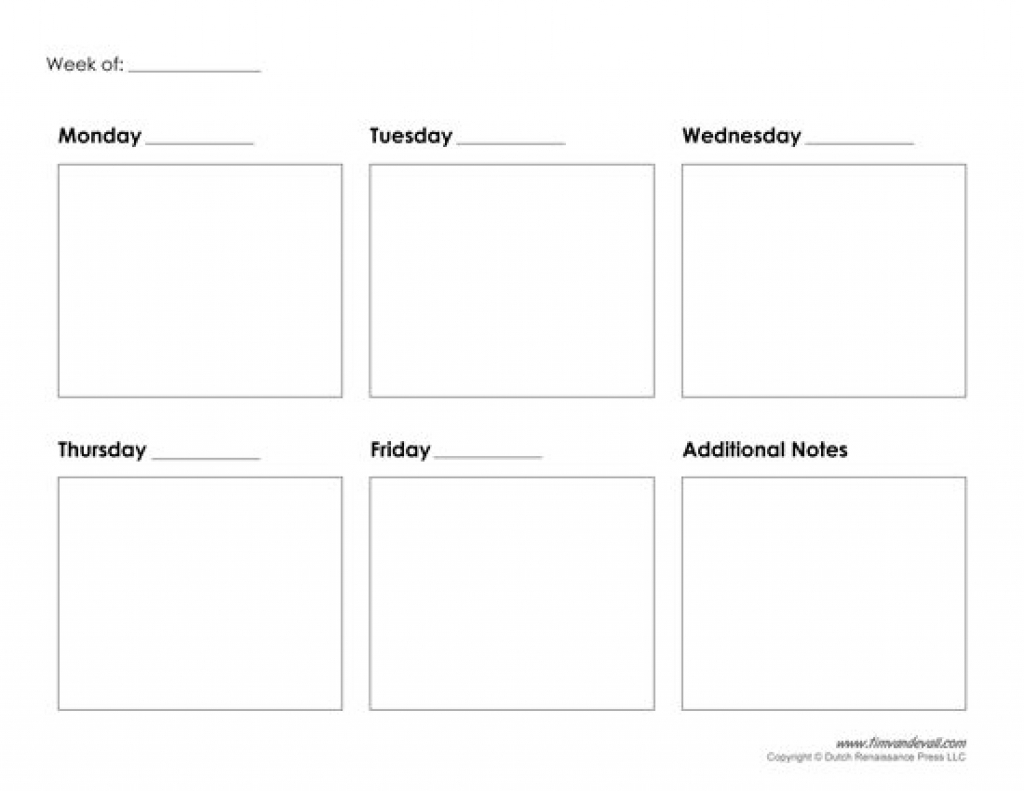 Collect Blank Calendar 5 Day Week ⋆ The Best Printable