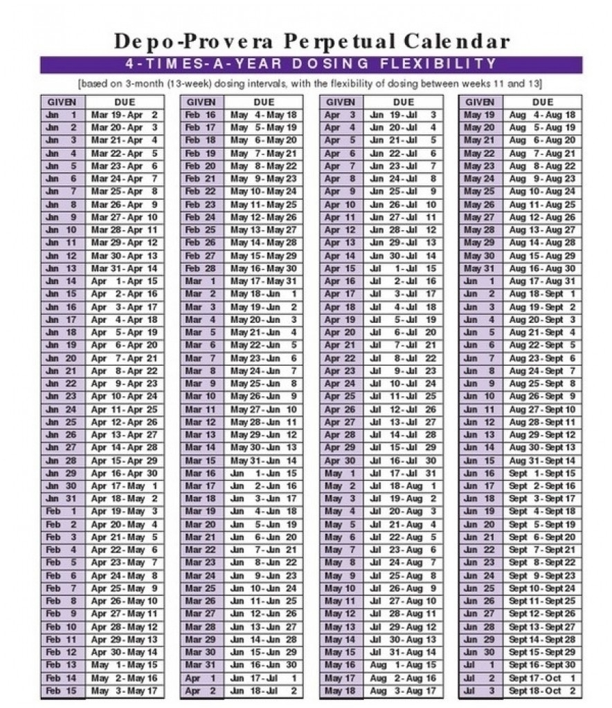 Collect Depo-Provera Perpetual Calendar 2019 For August