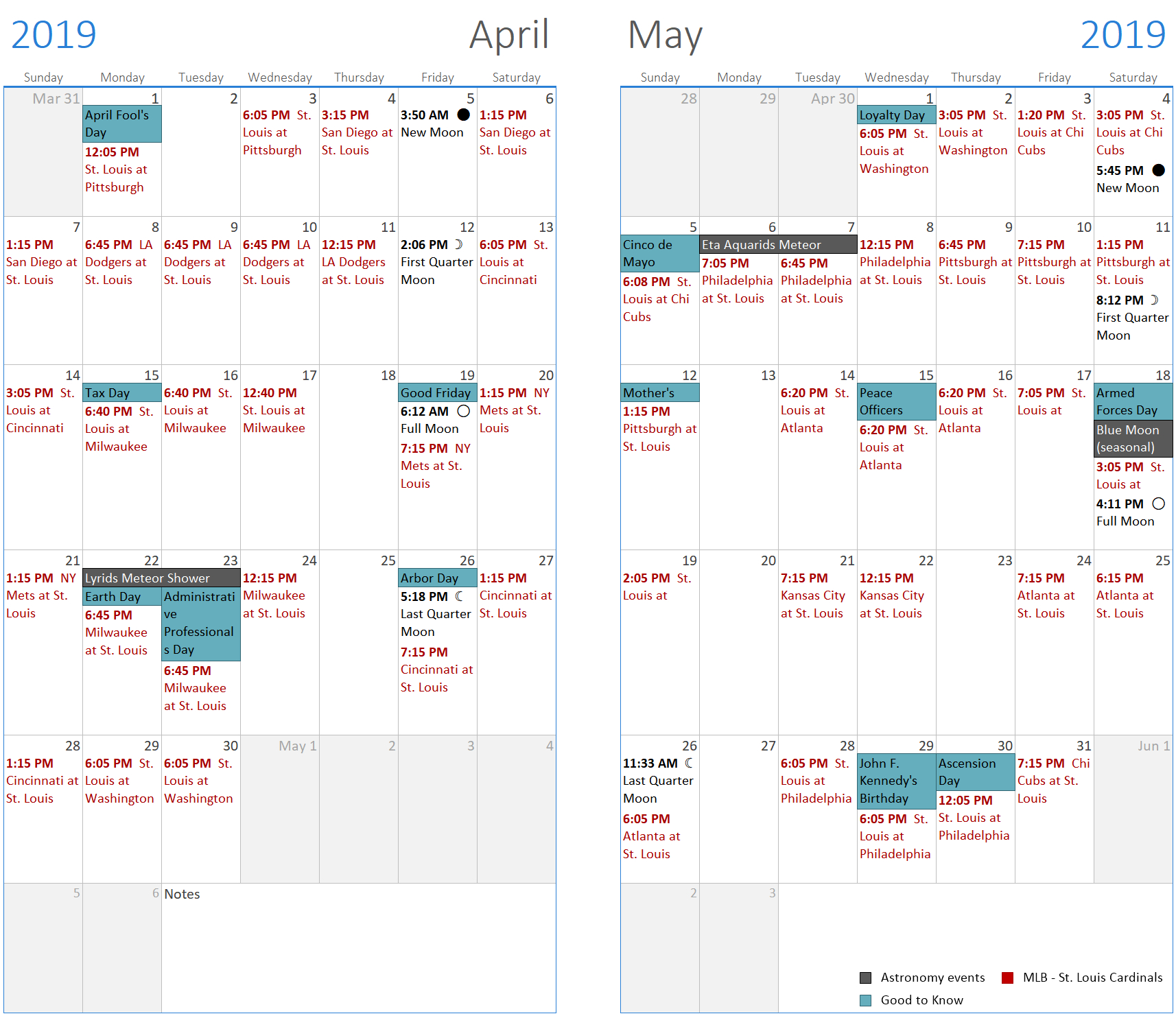 Customize And Print Calendar Templates In Excel And Word
