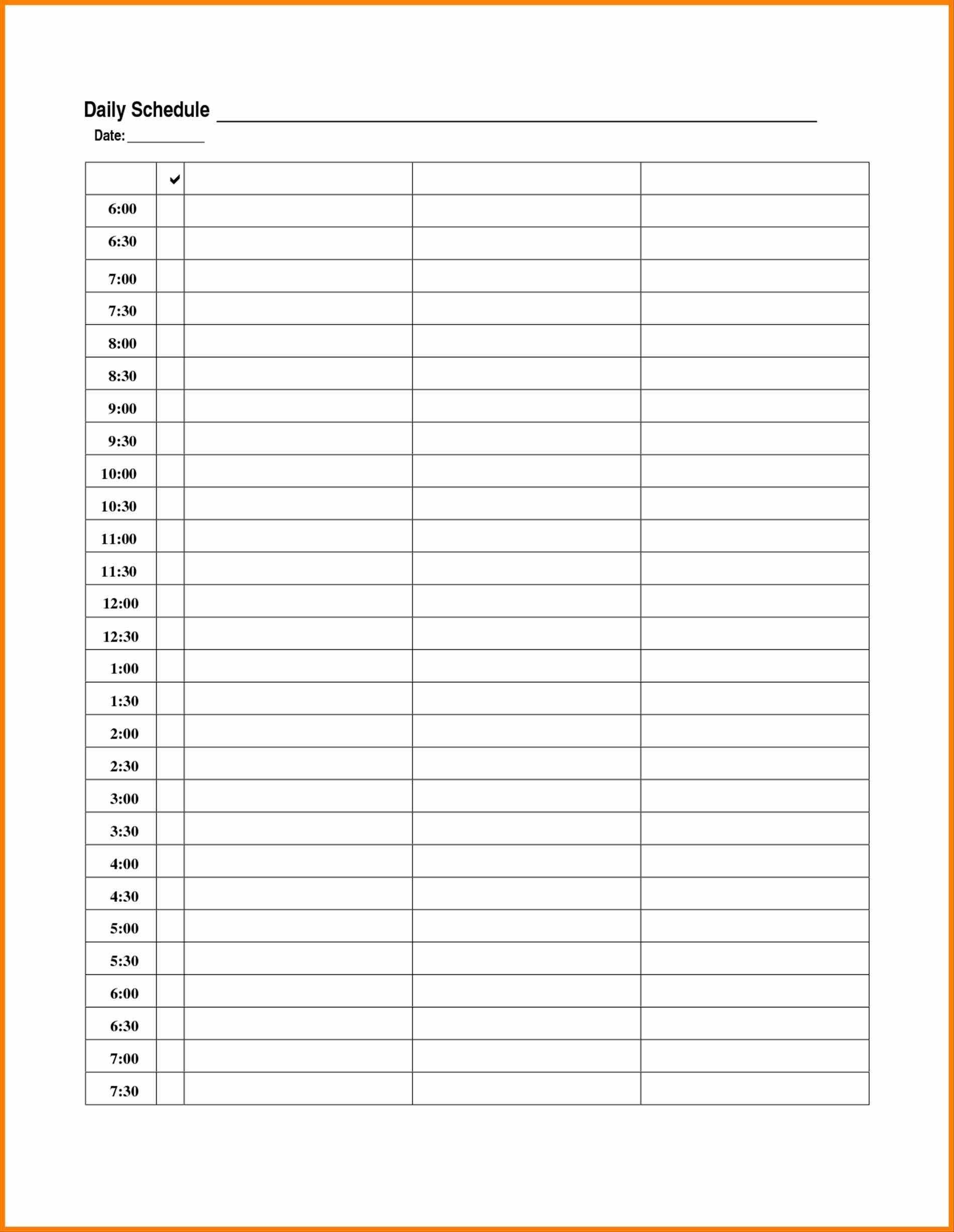 Daily Calendar Excel Template Free Printable | Monthly