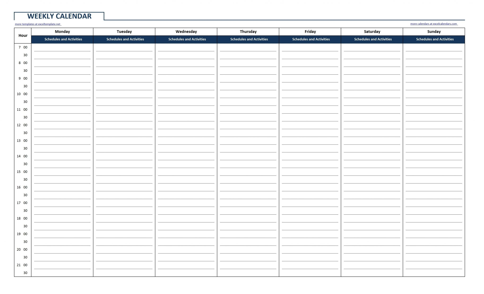 Daily Calendar Template Pdf, Excel, Word Printable Template