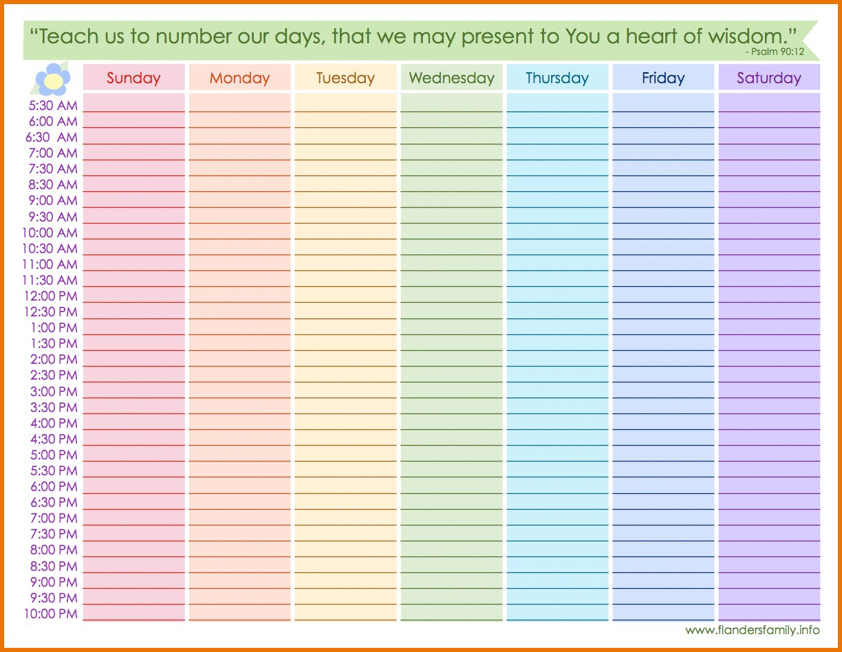 Printable Weekly Calendar By Hour