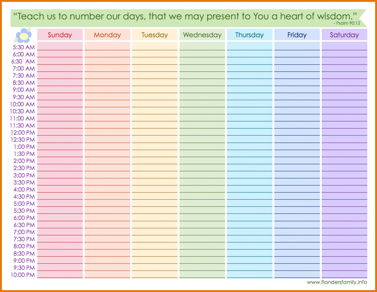 Printable Calendar With Hour Schedule Example Calendar Printable