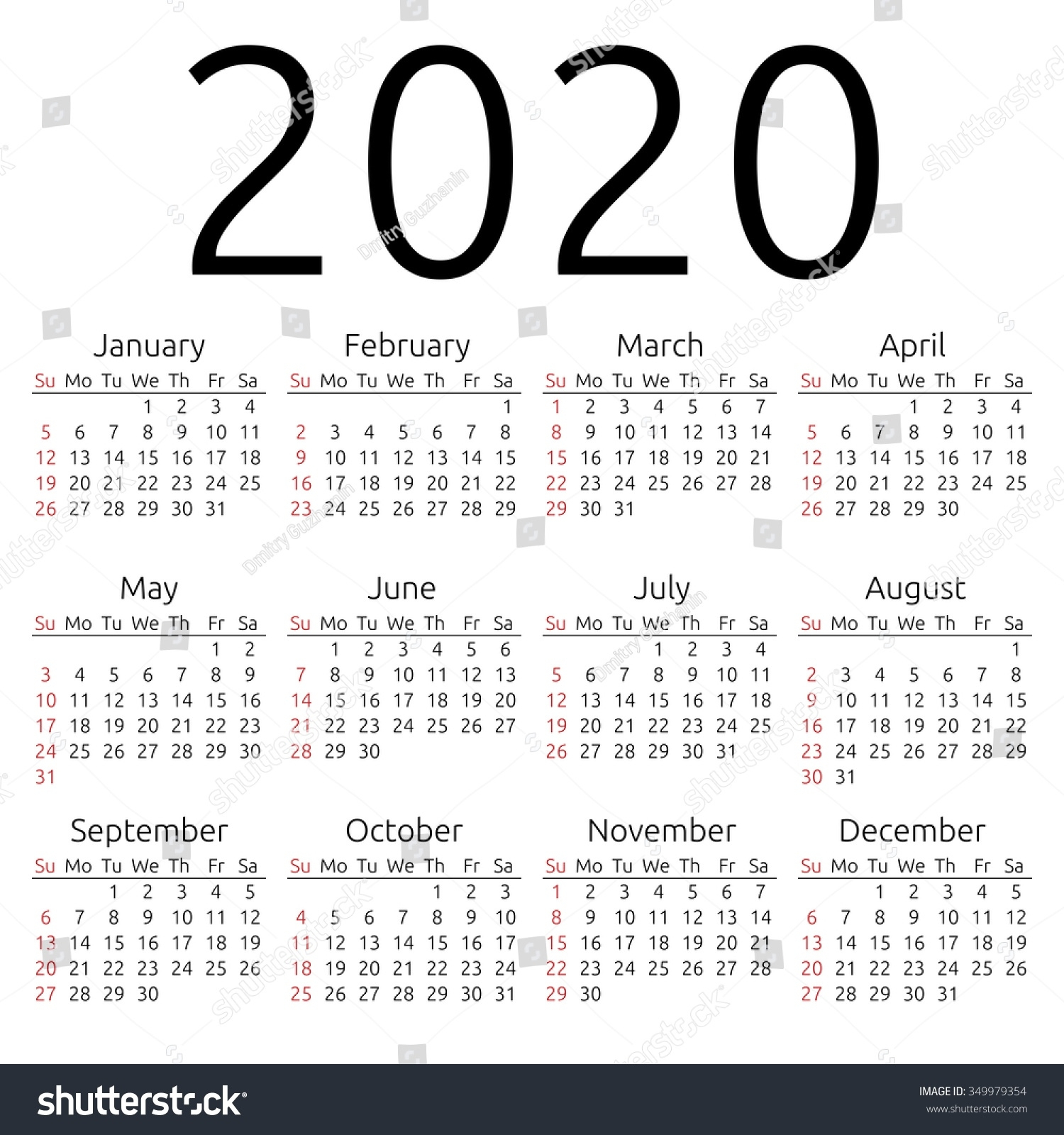 Dashing 2020 Calendar With Week Numbers • Printable Blank