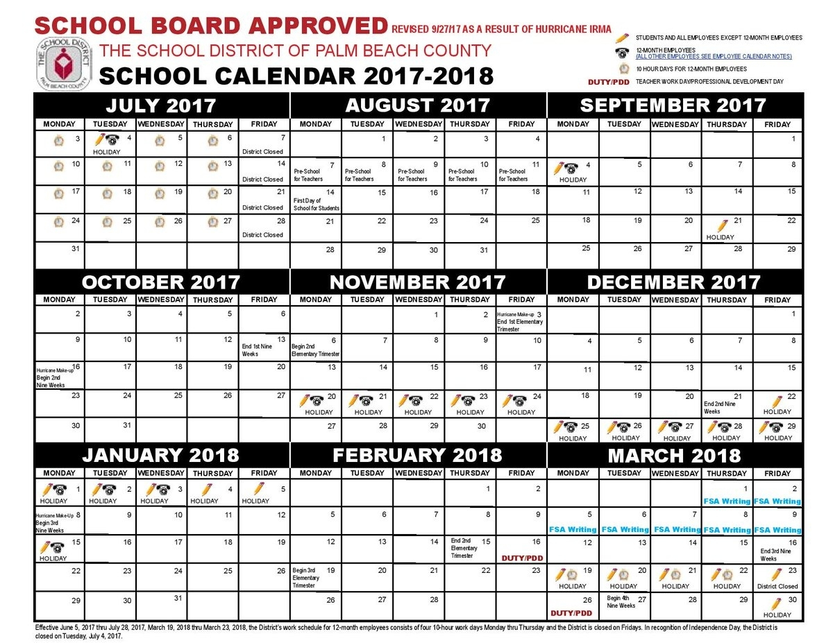 Dashing Calendar School District Palm Beach • Printable