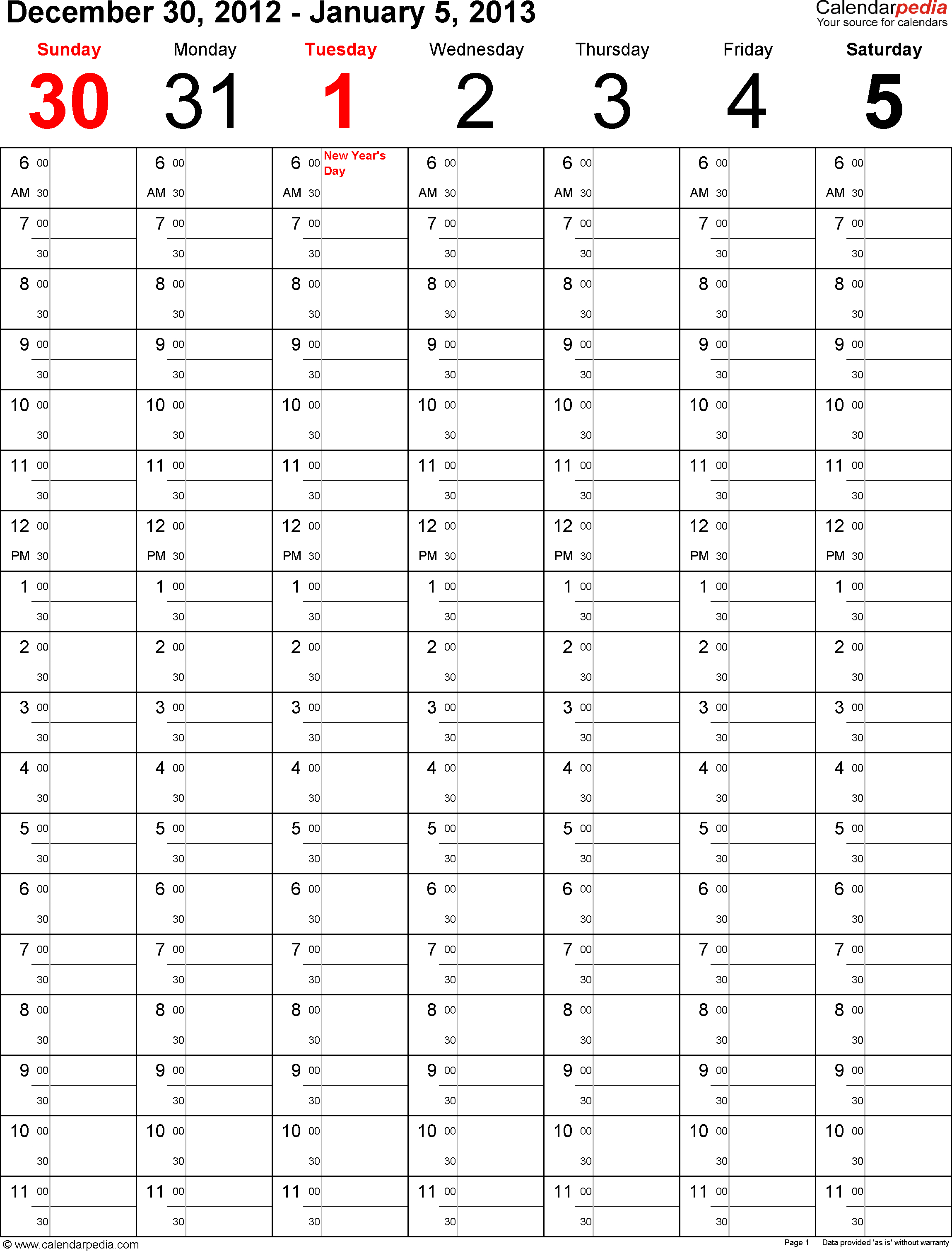 Day Work Week Calendar Template Five Schedule Printable