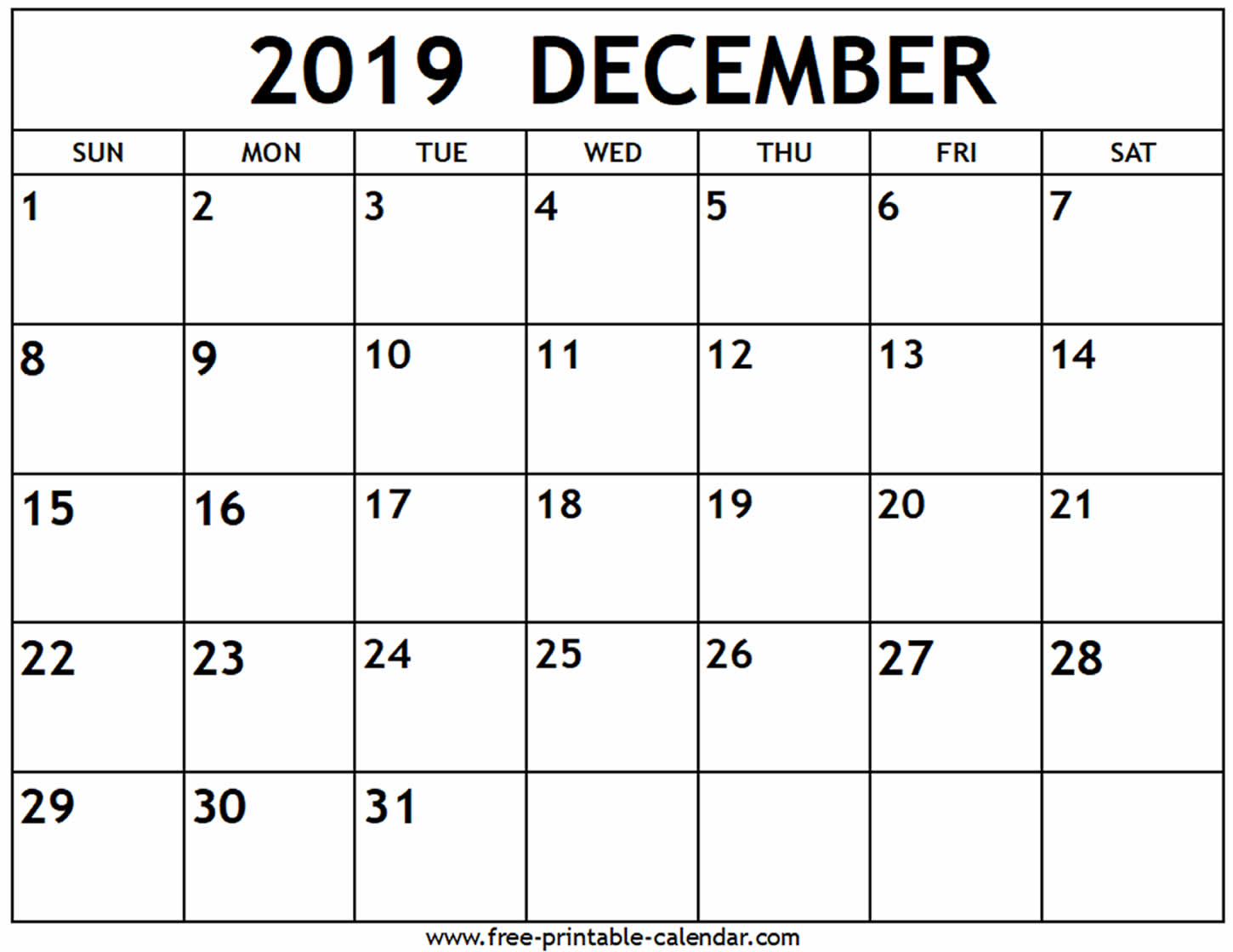 Monthly Calendar August Through December 2019