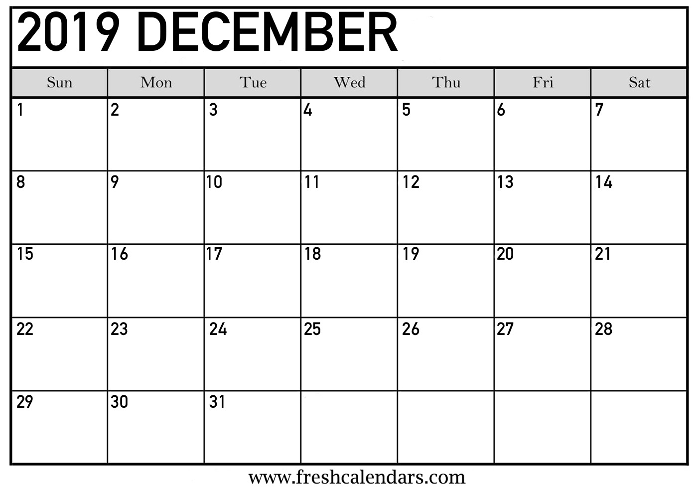 December 2019 Calendar Printable - Fresh Calendars