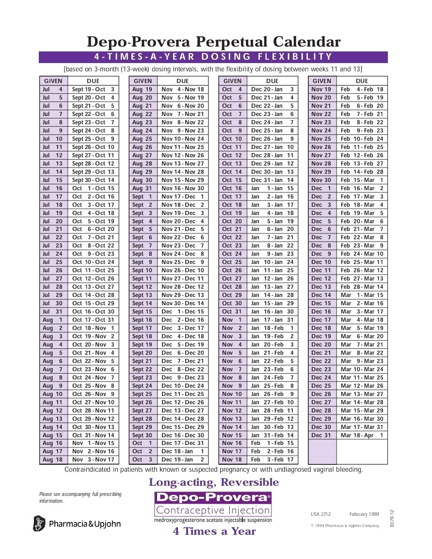 Depo Provera Calendar | Jcreview