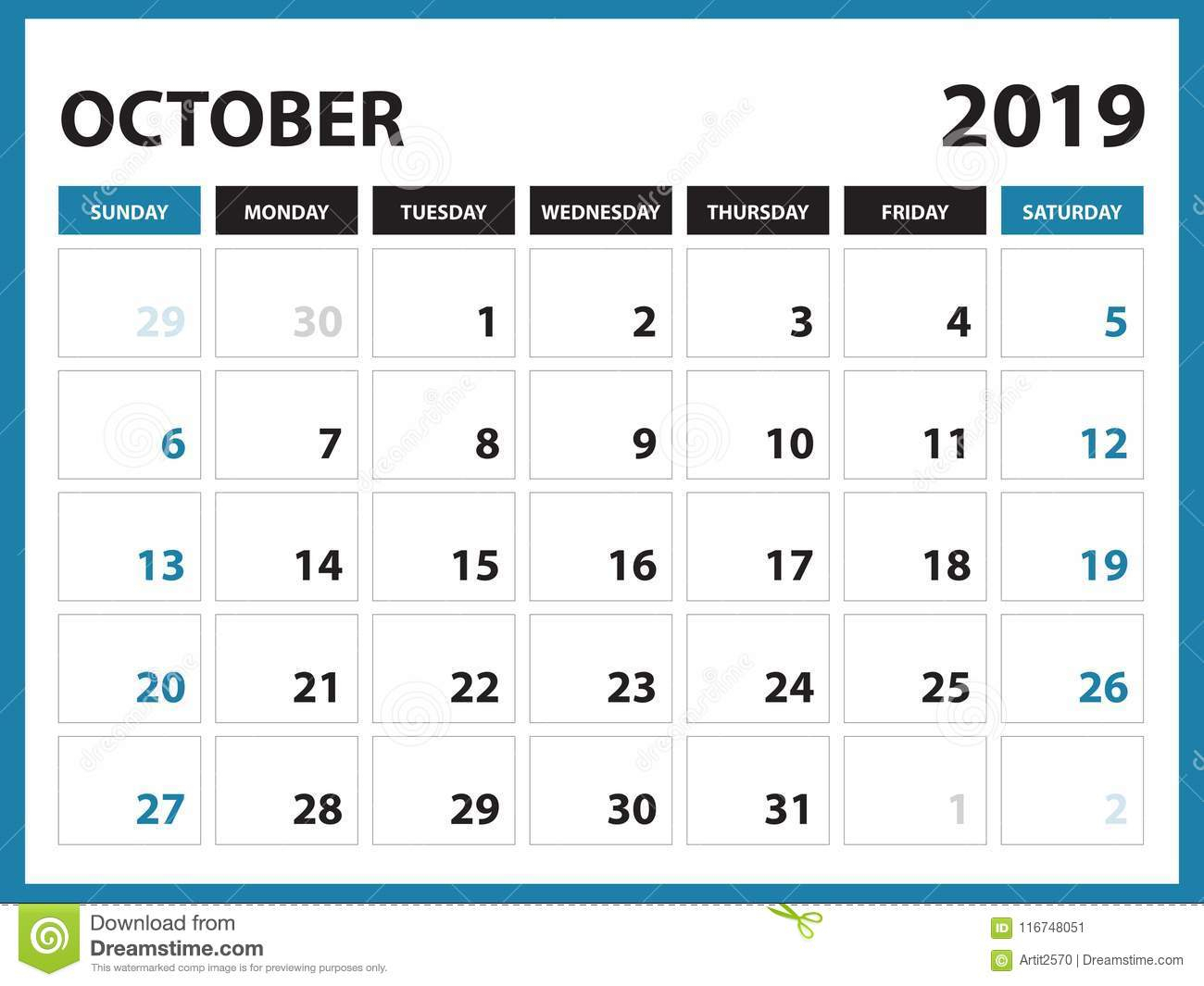 Desk Calendar For September 2019 Template, Printable