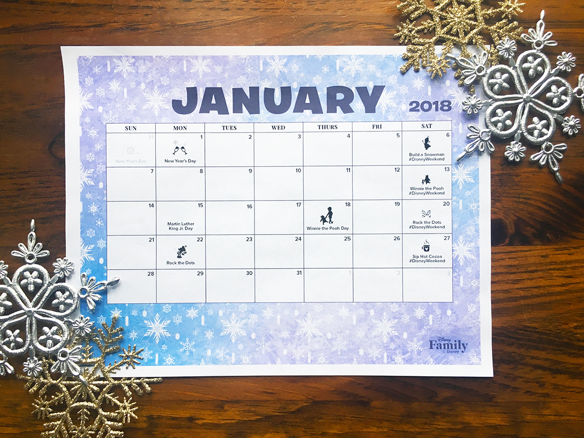 Disney January 2018 Calendar | Disney Family