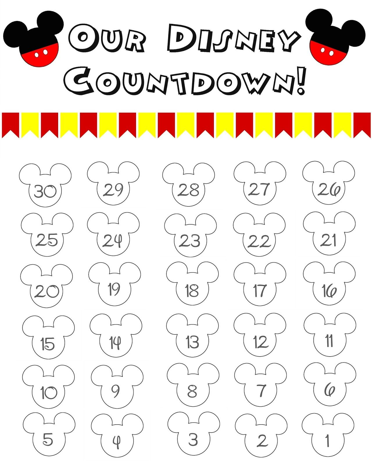 Disney World Countdown Calendar - Free Printable | The Momma