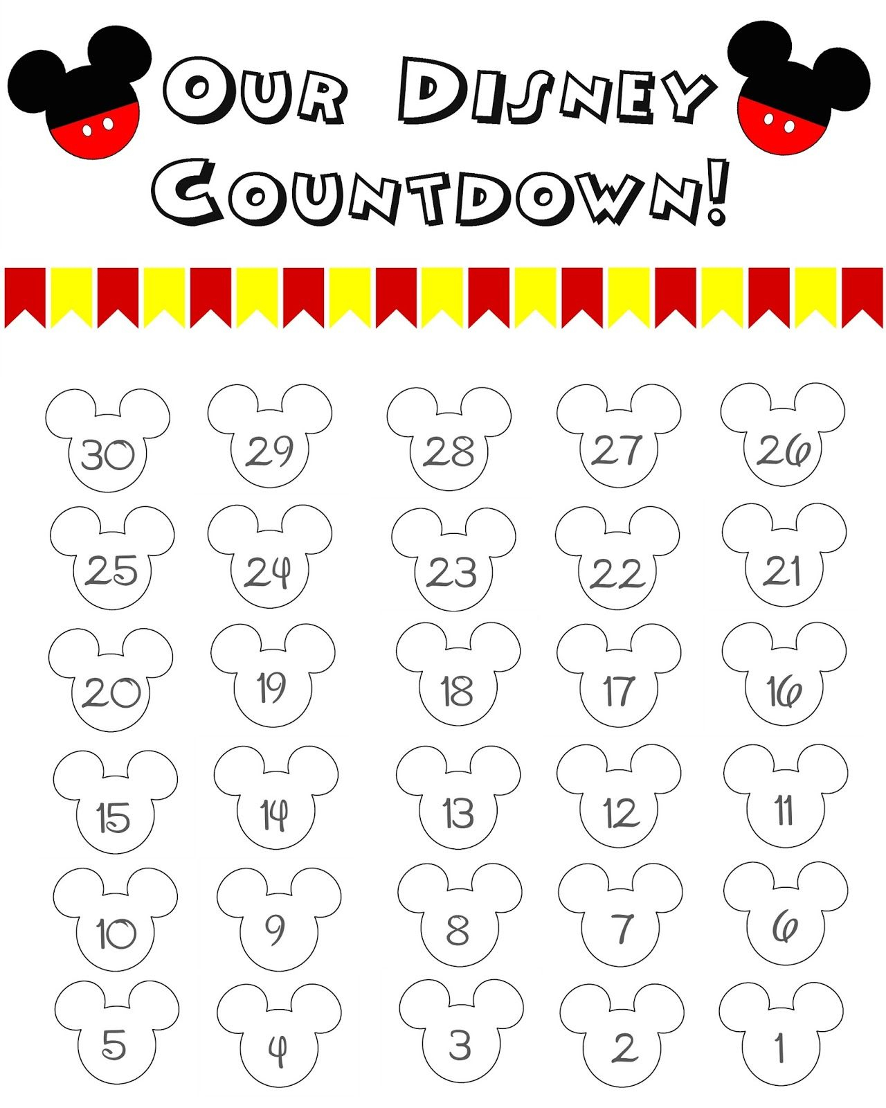 Disney Vacation Countdowndays Till Disney Printables