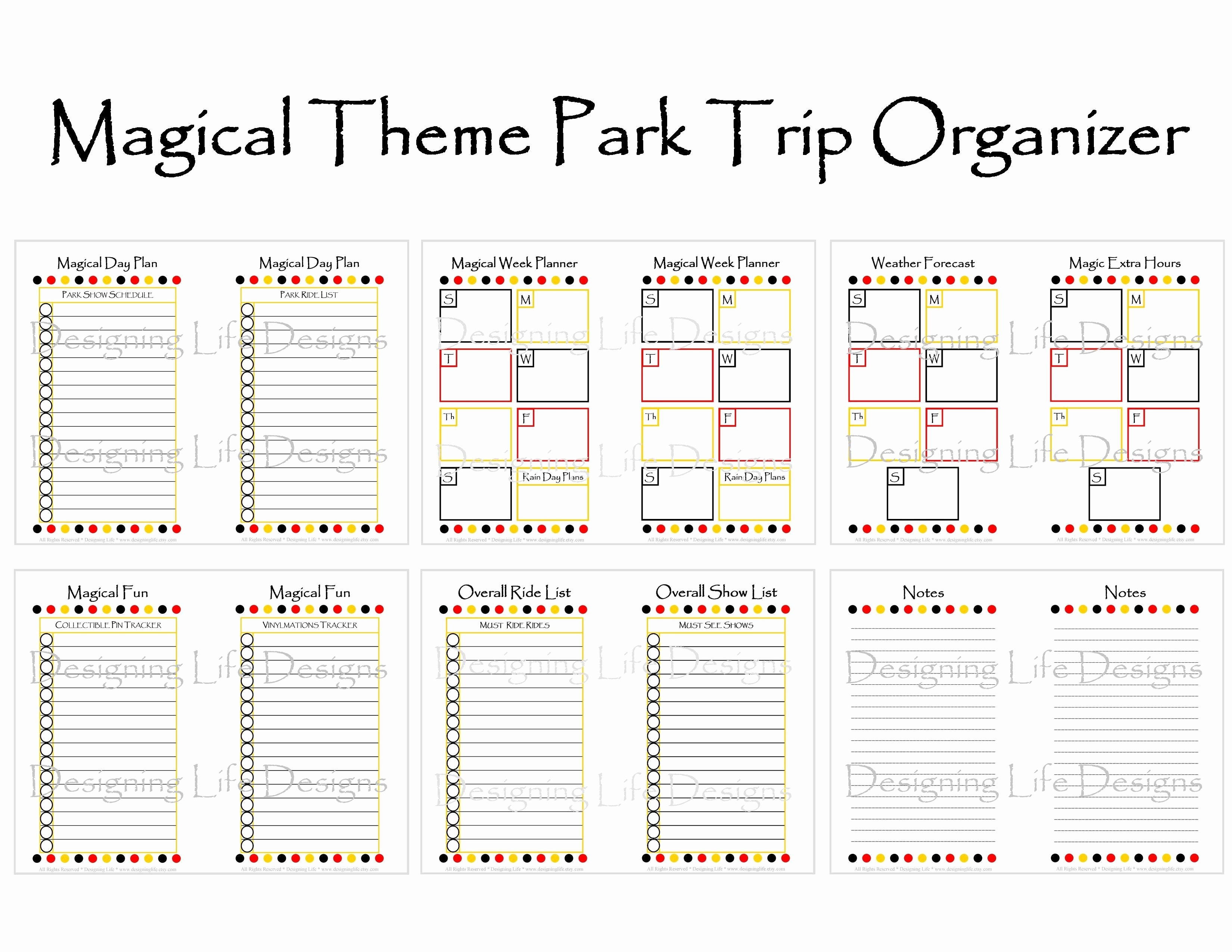 Disney World Blank Itinerary Template