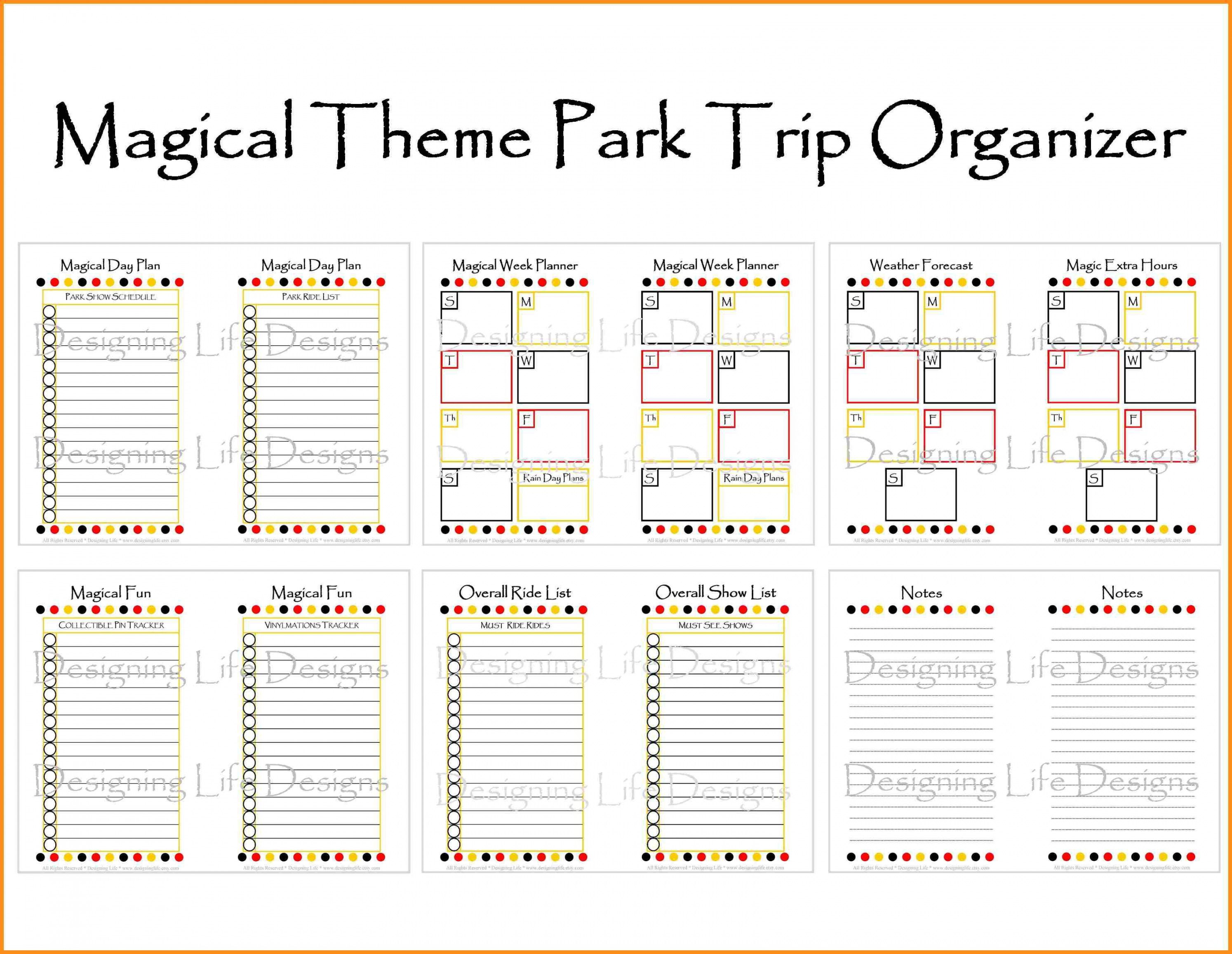 Disney World Itinerary Template