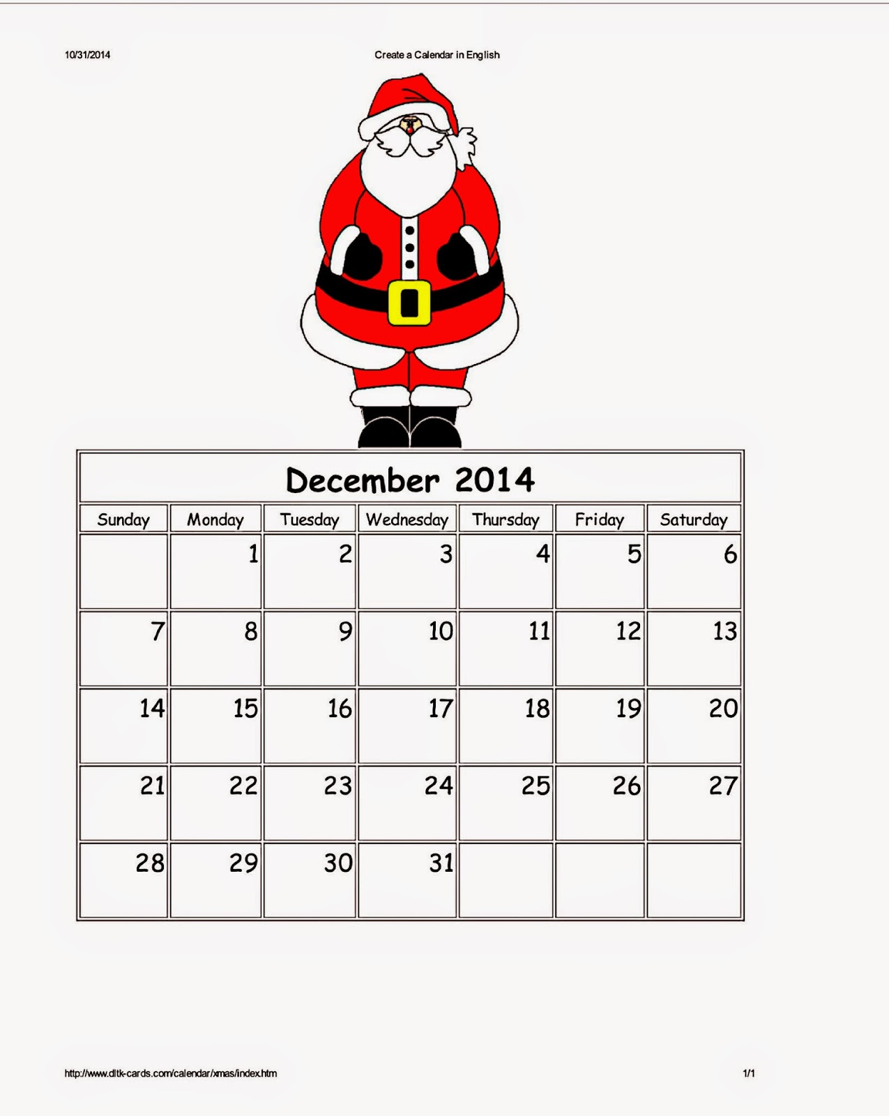 Dltk&#039;s Custom Printable Holiday Calendars ~ Parenting Times