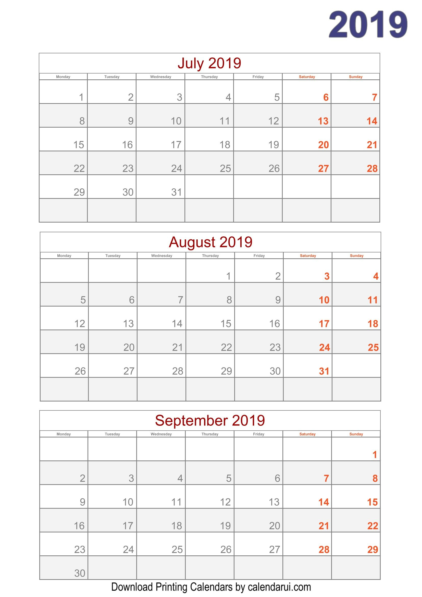 Blank Quarterly Printable Calendar