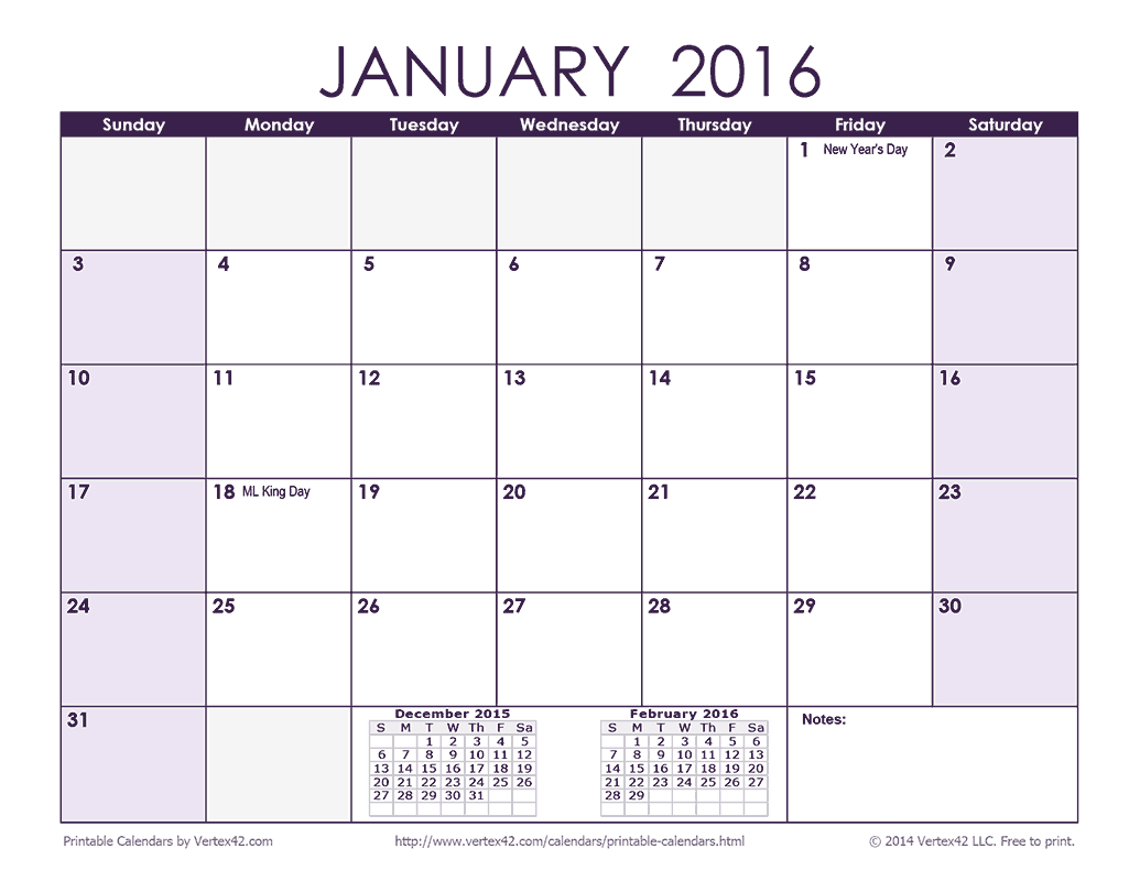 Calendar Template By Vertex42 | Example Calendar Printable