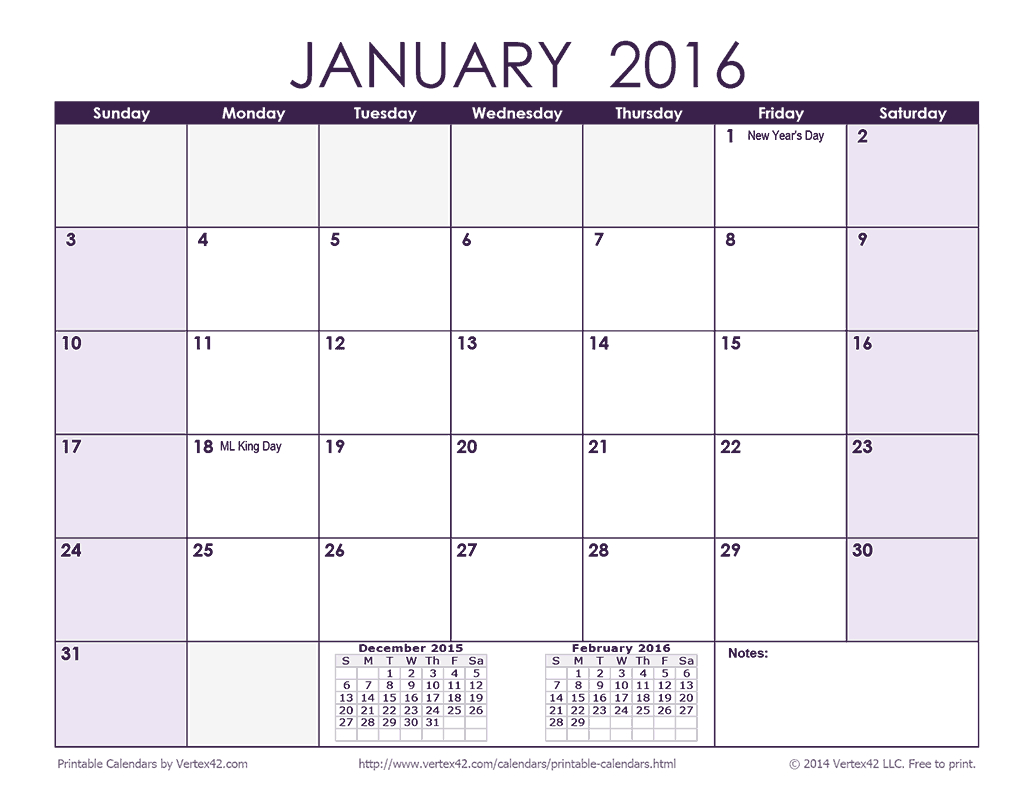 Download A Free 2016 Monthly Calendar - Purple From Vertex42