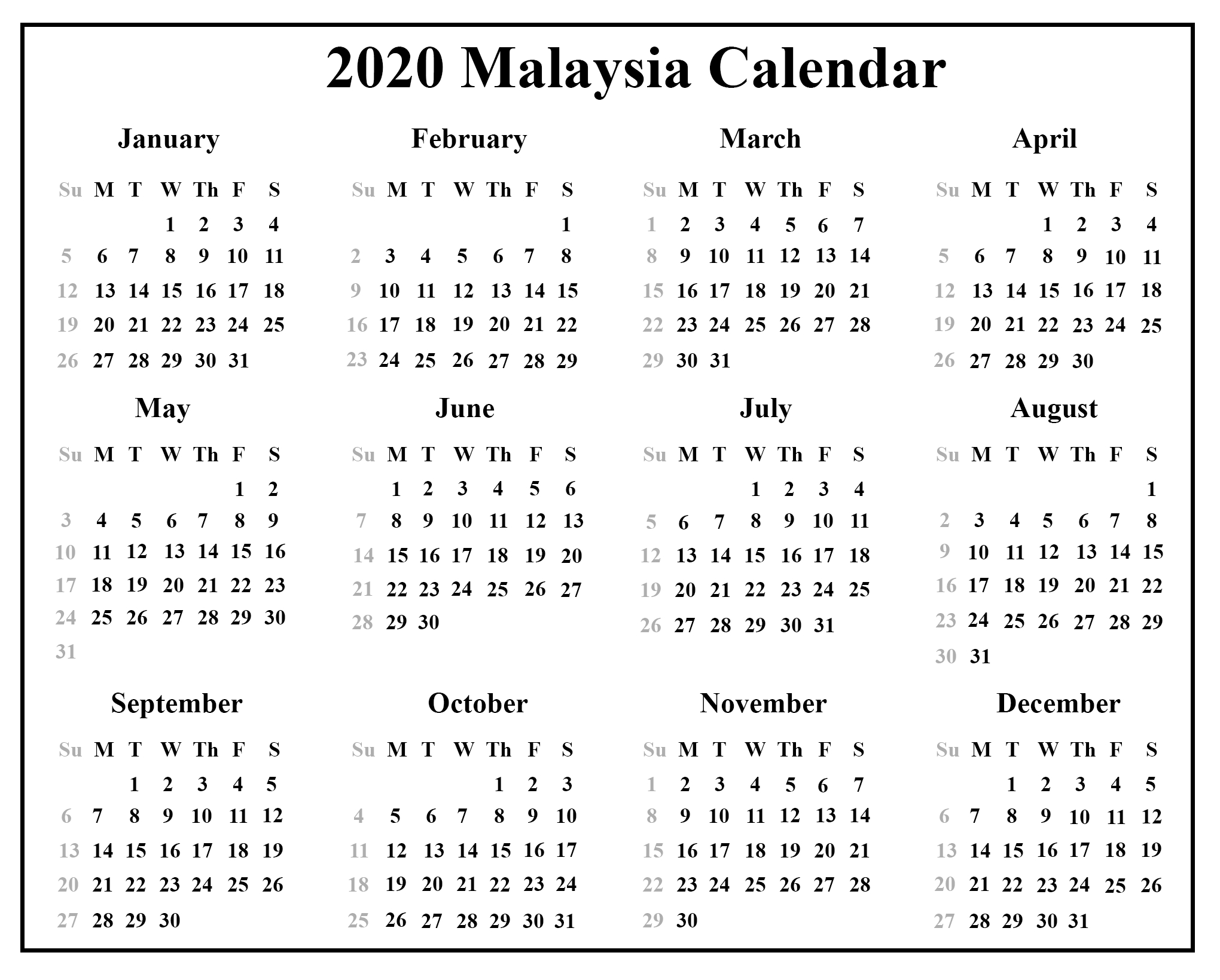 2022 malaysia annual calendar with holidays free 2022 calendar