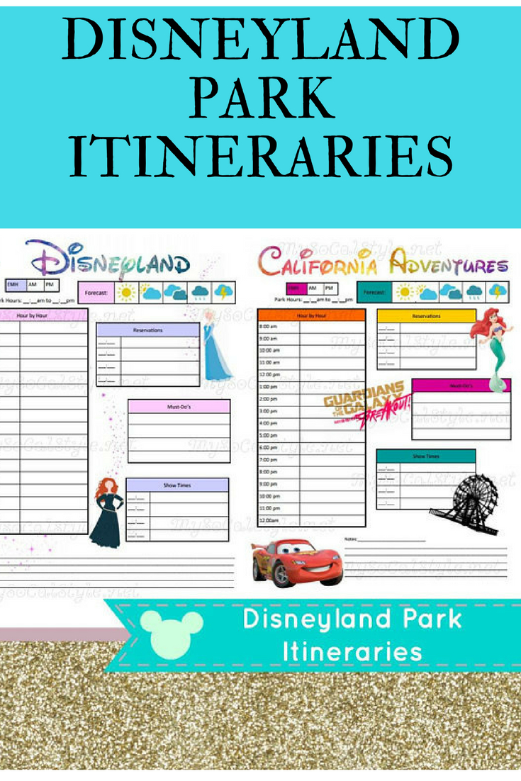 Downloadable Itinerary Templates For Disneyland And