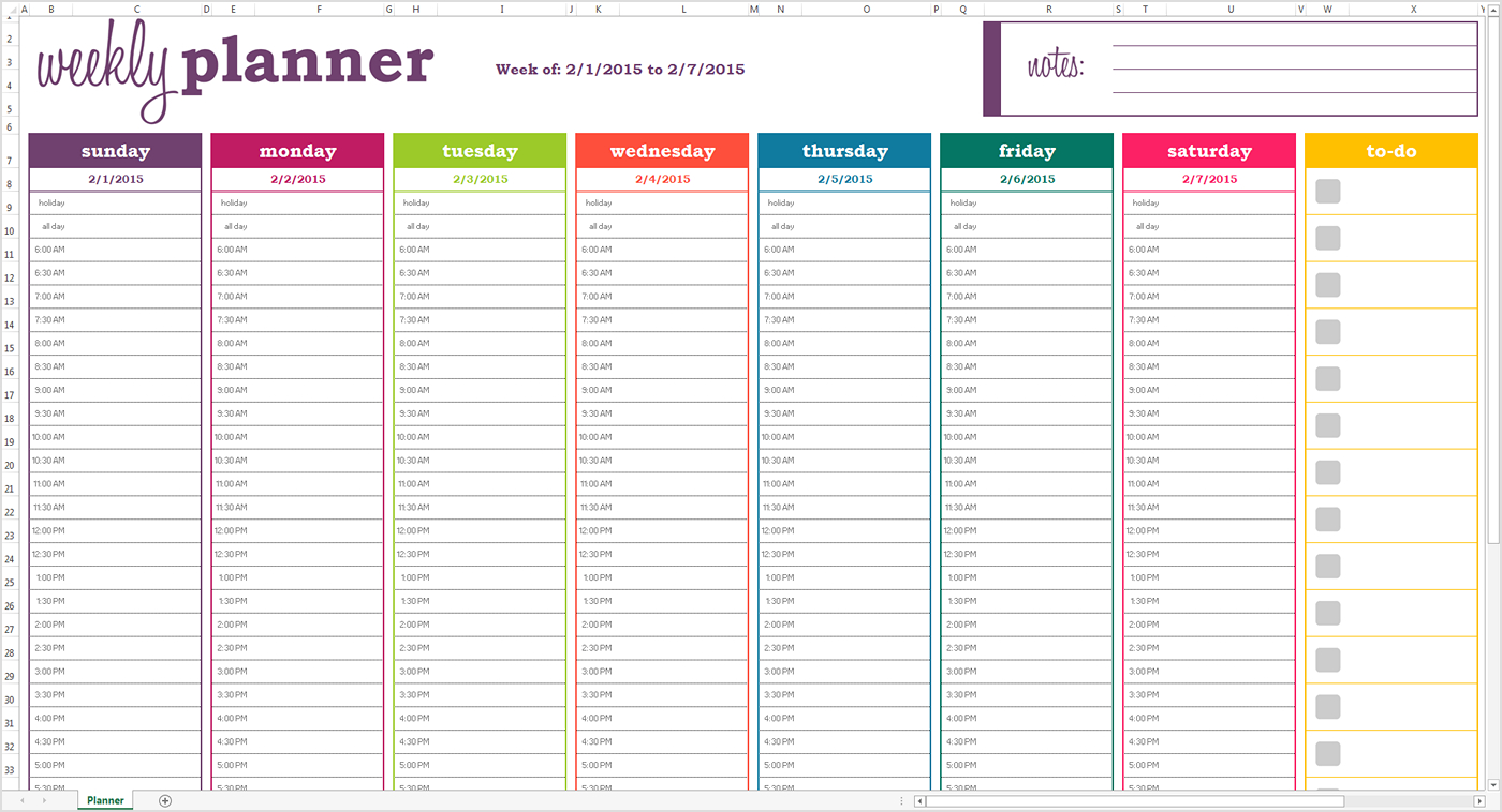 Blank Weekly Calendar 15 Minute Increments | Example ...