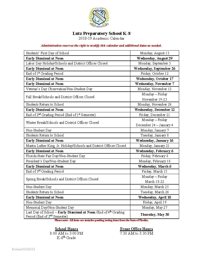 2020 Hillsborough County School Printable Calander | Example Calendar