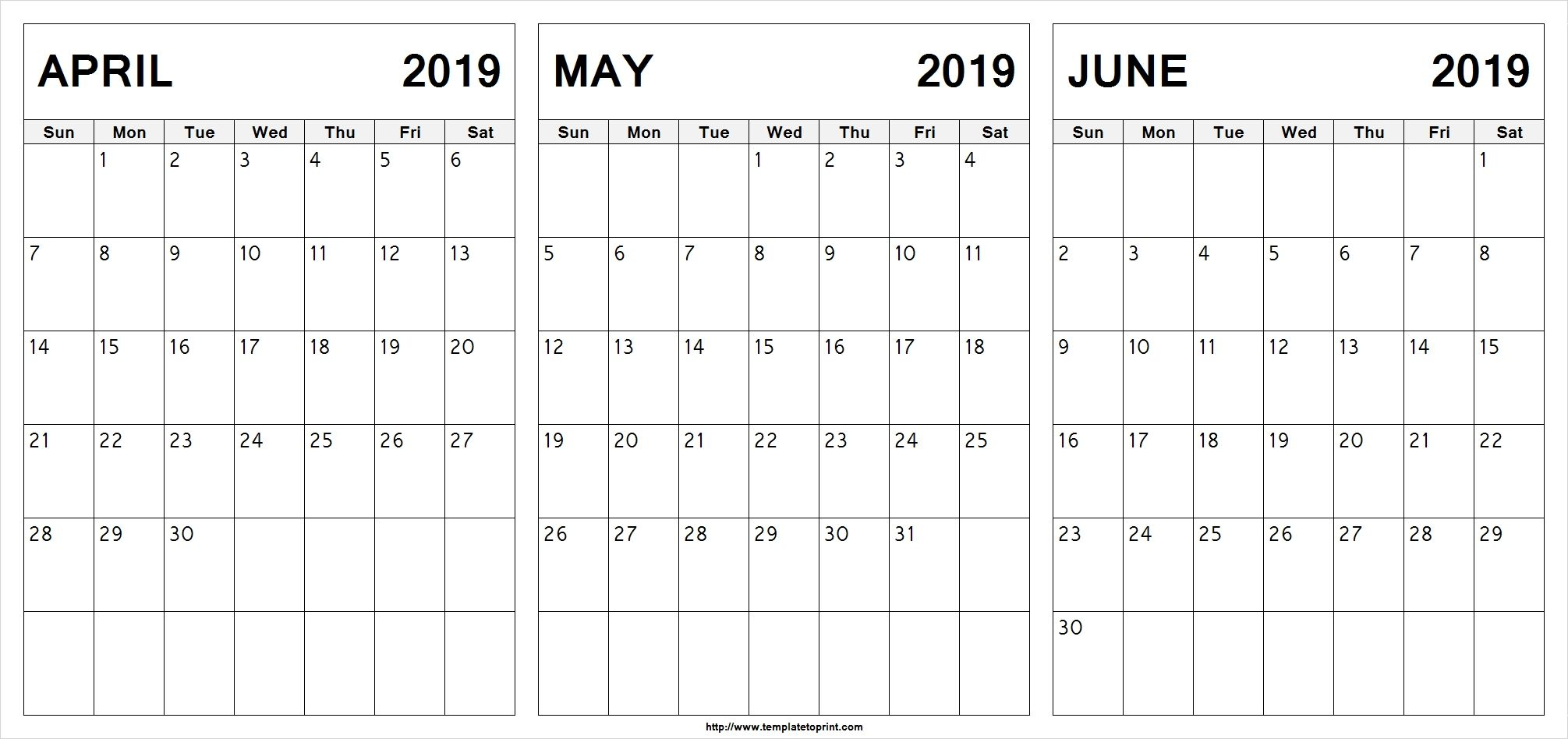 Editable April May June 2019 Calendar #april #may #june