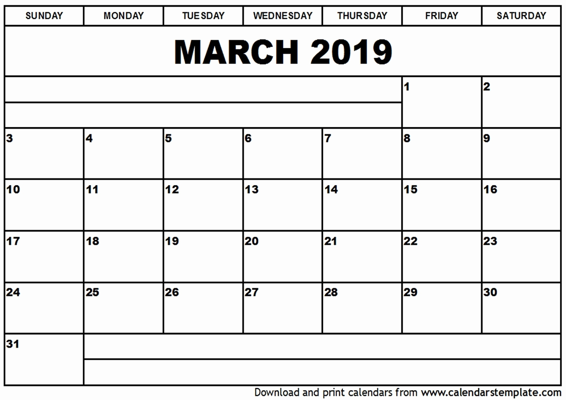 Editable Free Blank Monthly Calendar Template - Calendar