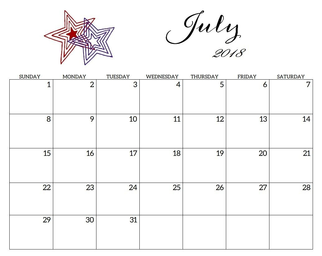 Editable July 2018 Calendar Planner | Calendar 2018 | 2018