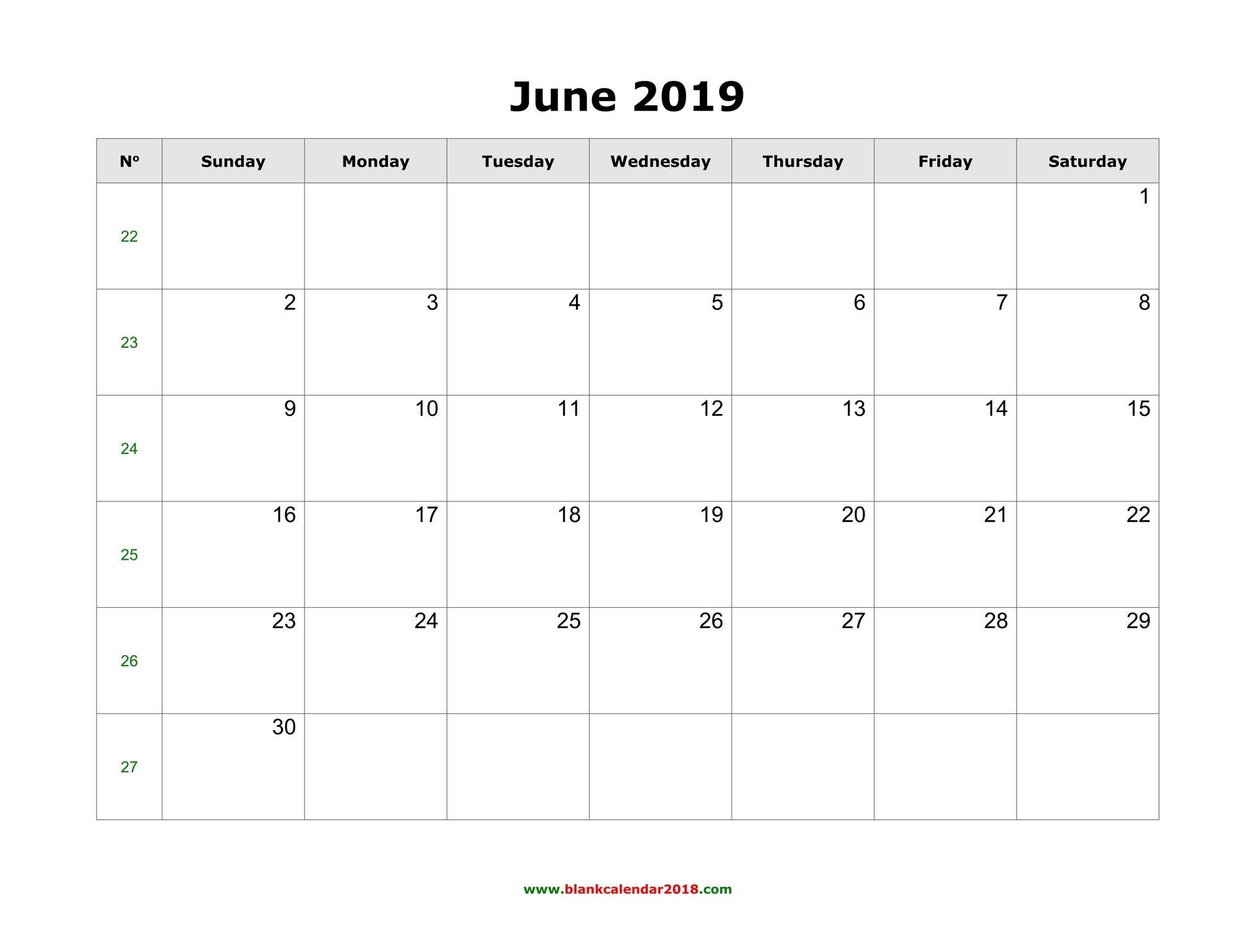 Editable June 2019 Calendar Word Template Portrait Landscape