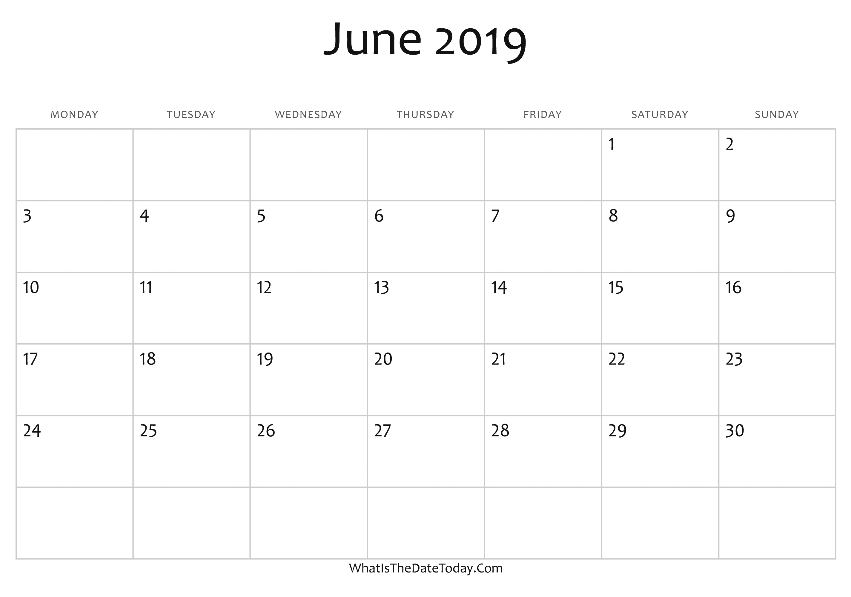 Editable June 2019 Calendar Word Template Portrait Landscape
