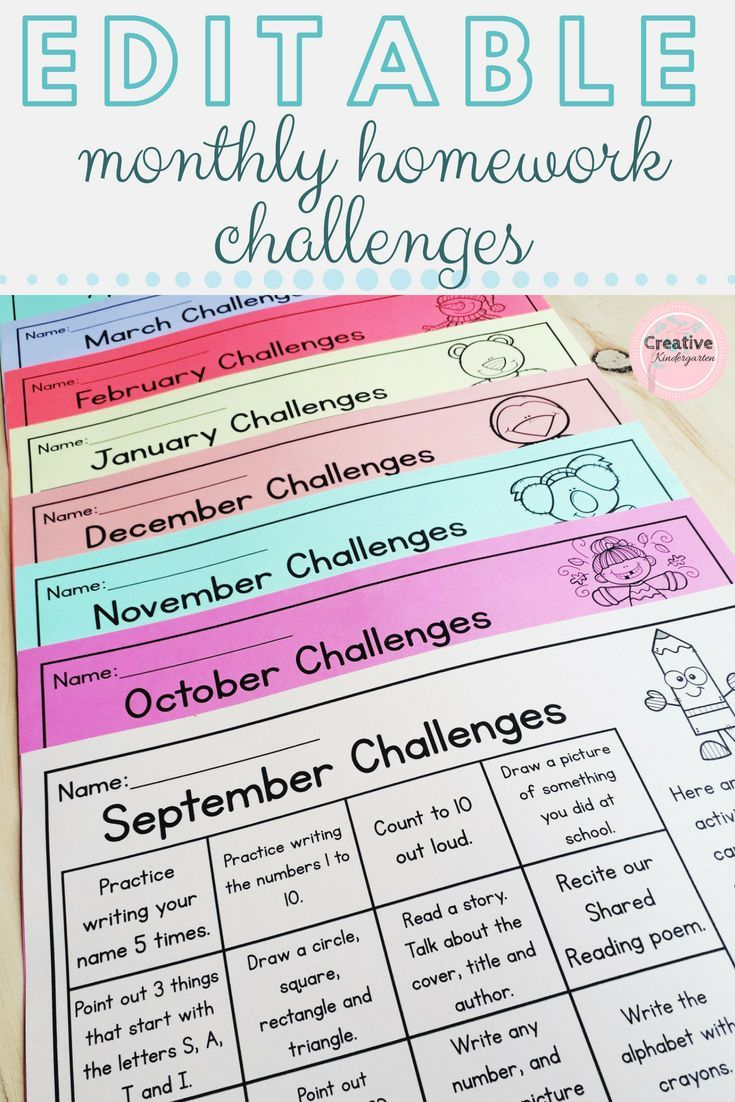 Monthly Homework For Pre-K Students | Example Calendar ...