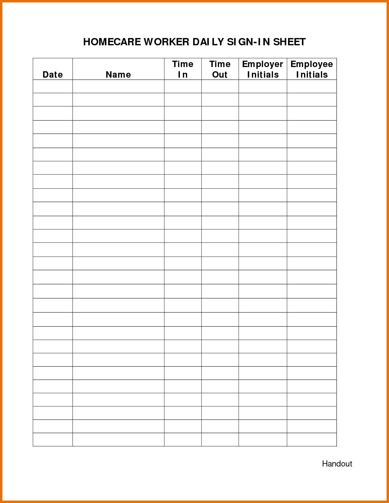 Employee Attendance Sheet Printable | Attendance Sheet