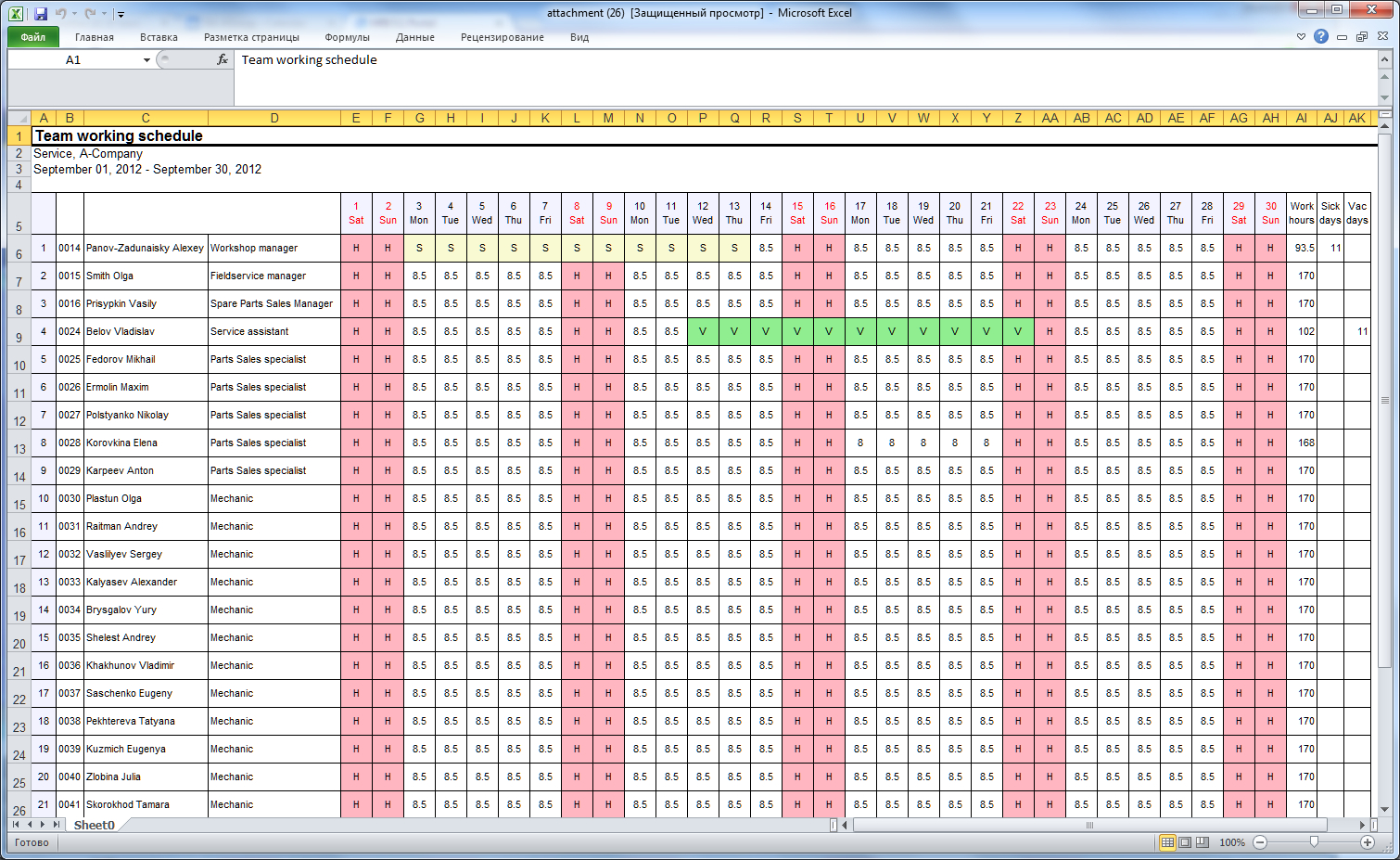 Employee Attendance Tracker Excel Template