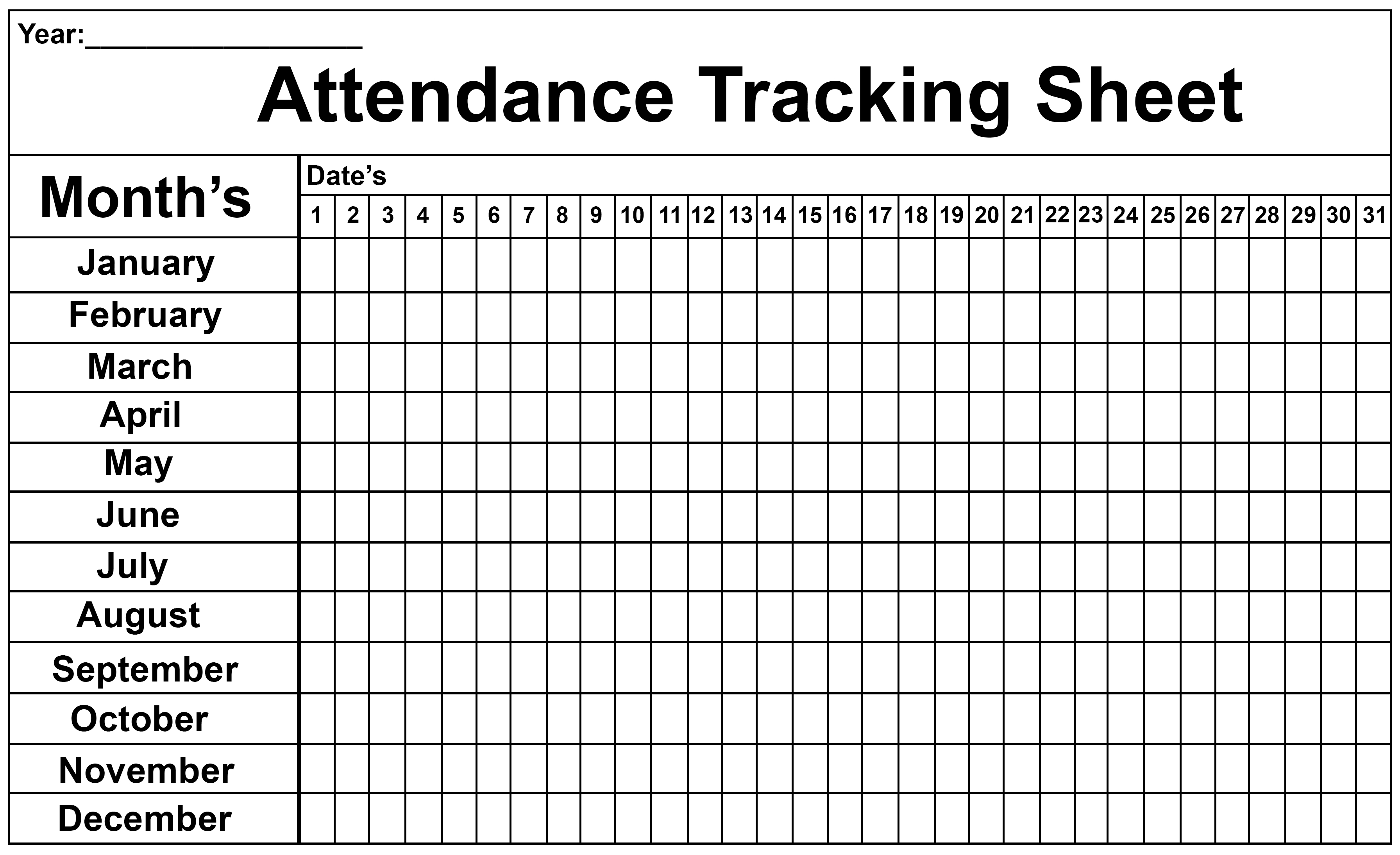 2020 Printable Employee Attendance Calendar Template ...