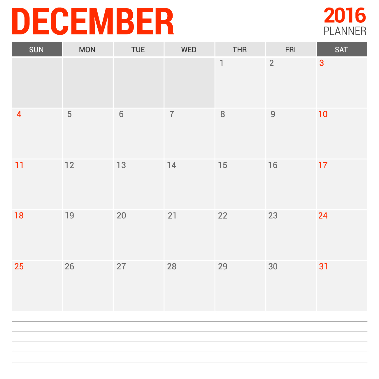 Empty Blank Calendar For December 2016 | Calendars 2018