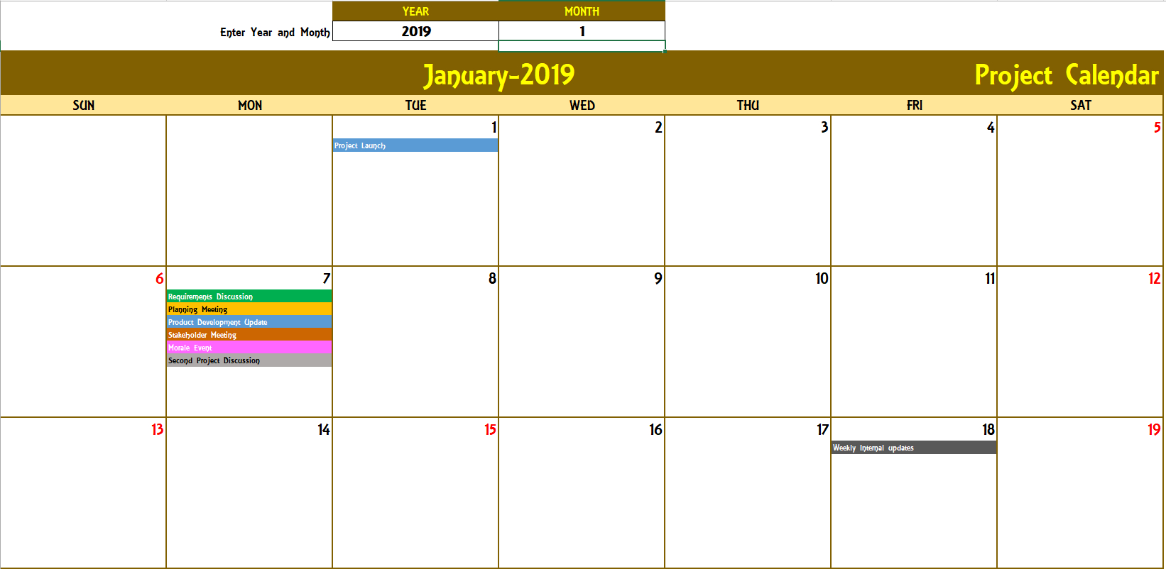 Excel Calendar Template - Excel Calendar 2019, 2020 Or Any Year