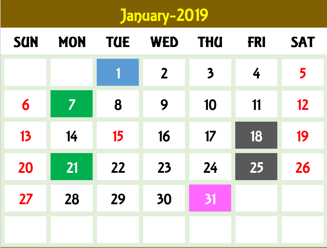 Excel Calendar Template - Excel Calendar 2019, 2020 Or Any Year