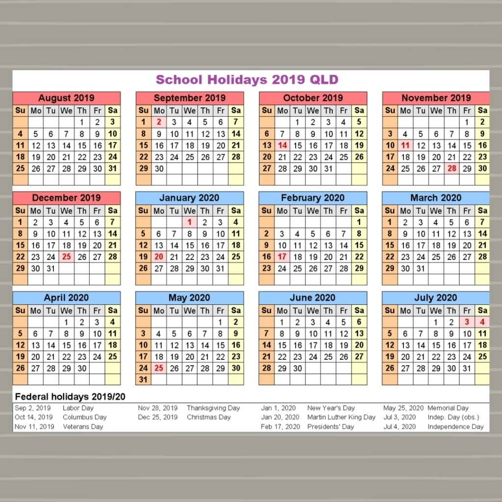 Extraordinary 2020 School Calendar Qld • Printable Blank
