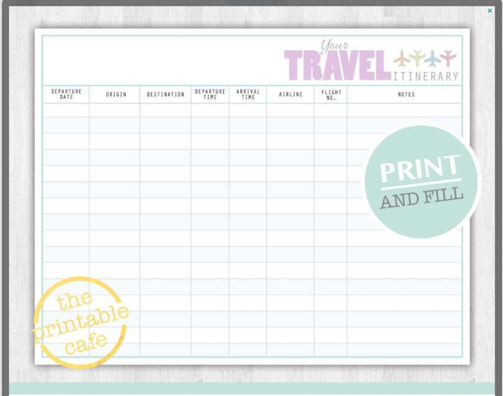 Family Vacation Itinerary Word Template Day 7 Travel Free