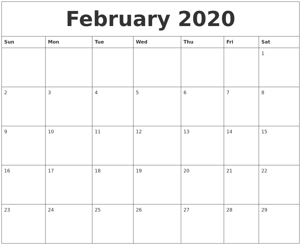 February 2020 Cute Printable Calendar