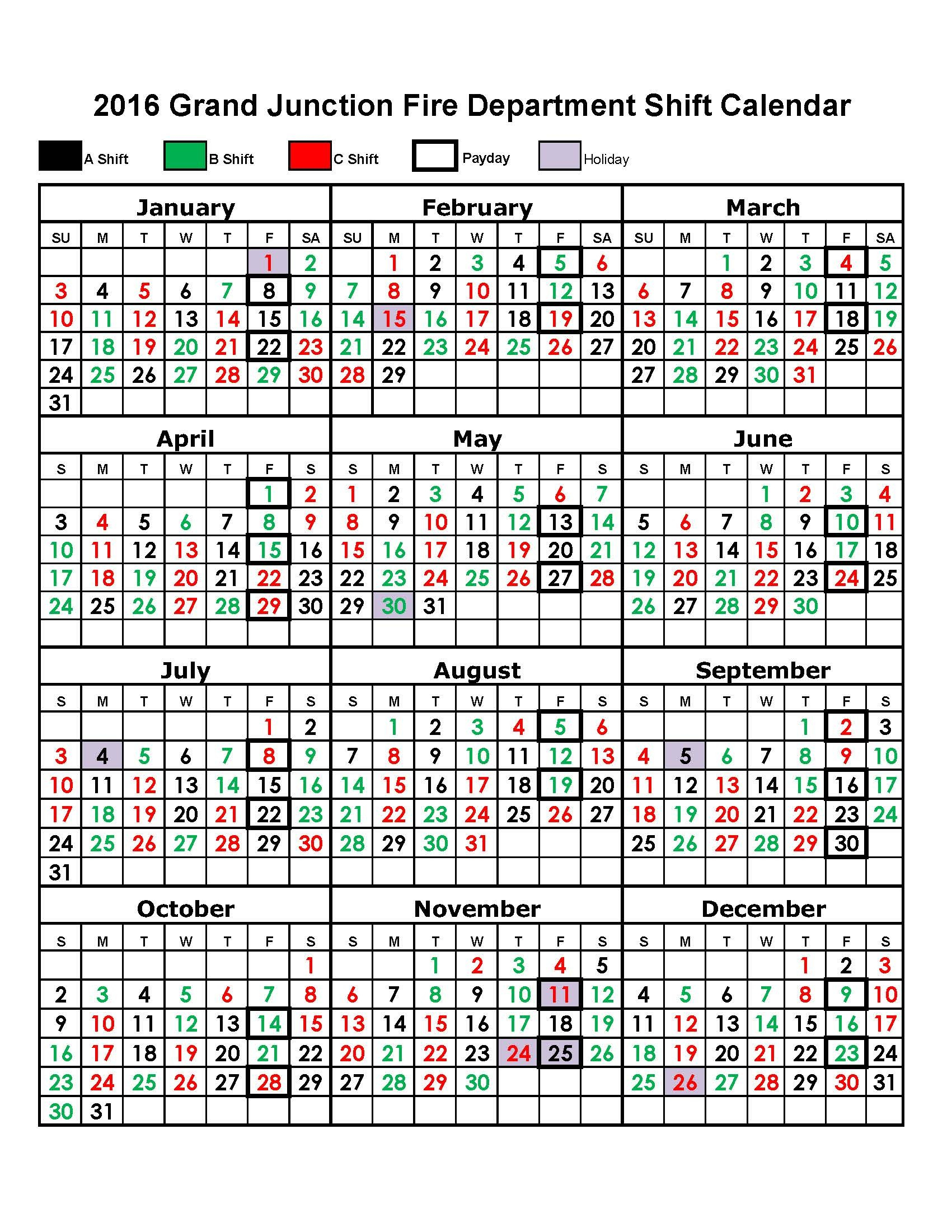 Firefighter Shift Calendar 2018 Printable For Cost-Free