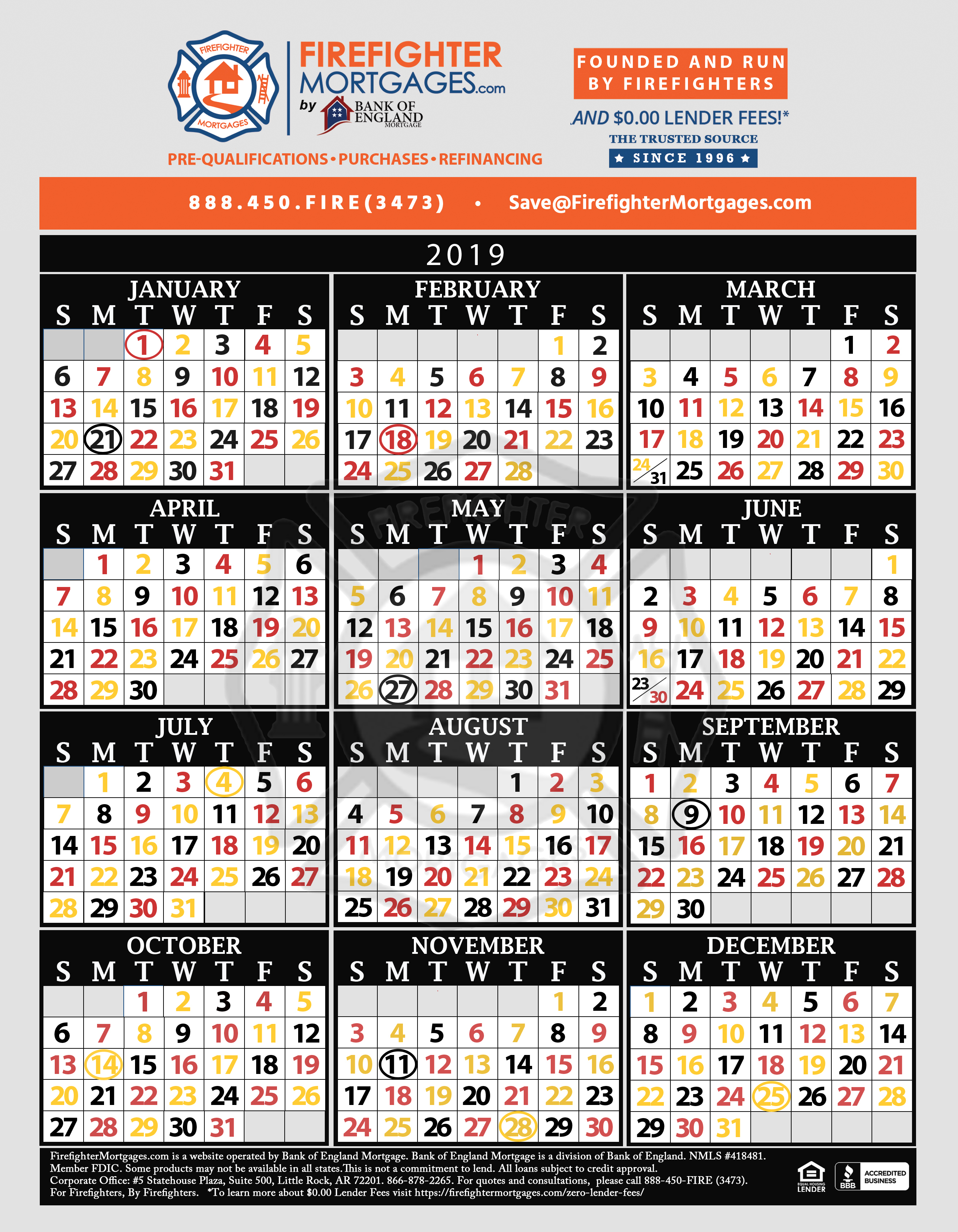 Printable Firefighter Calendar 2020 | Example Calendar ...