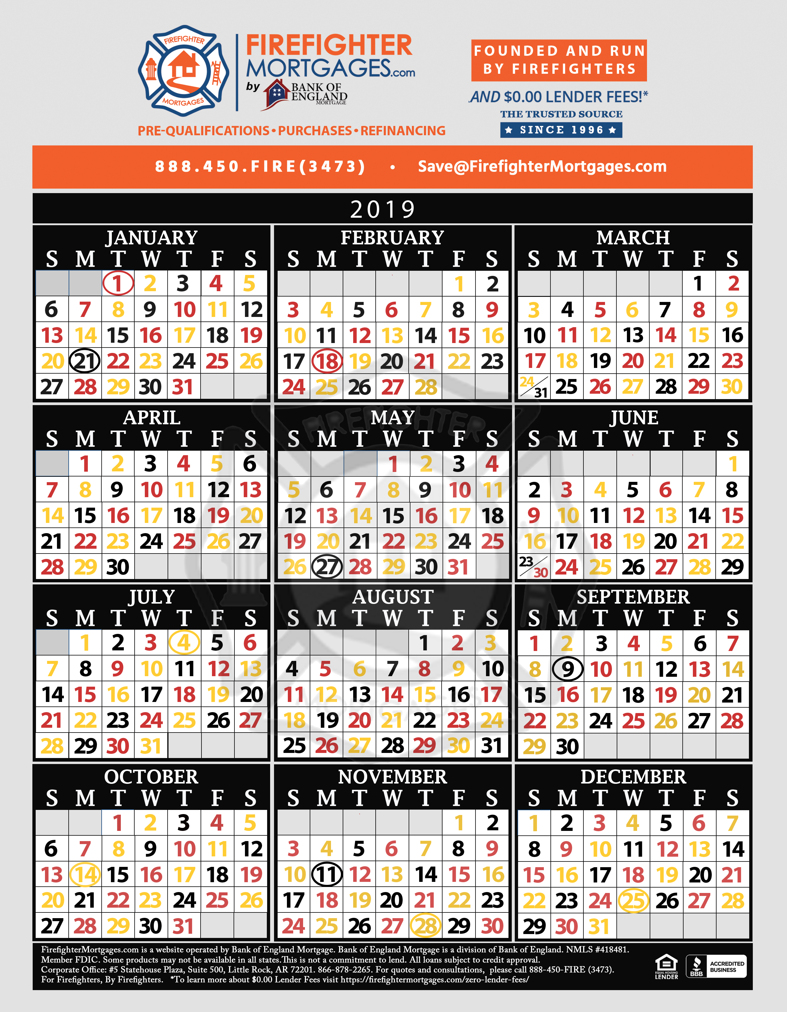 Firefighter Shift Calendar, Firefighter Calendar