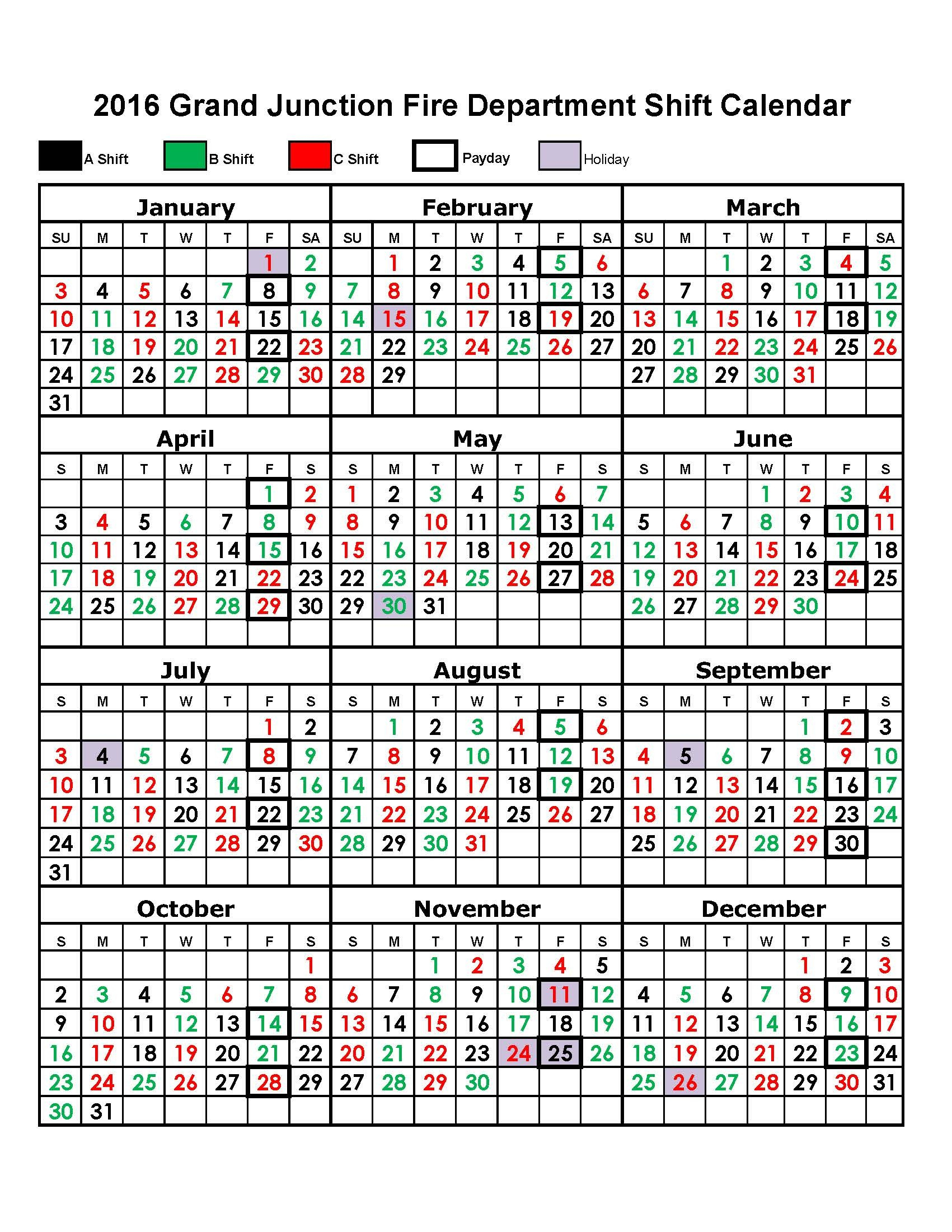 Firefighter Shift Calendar Template | Example Calendar Printable