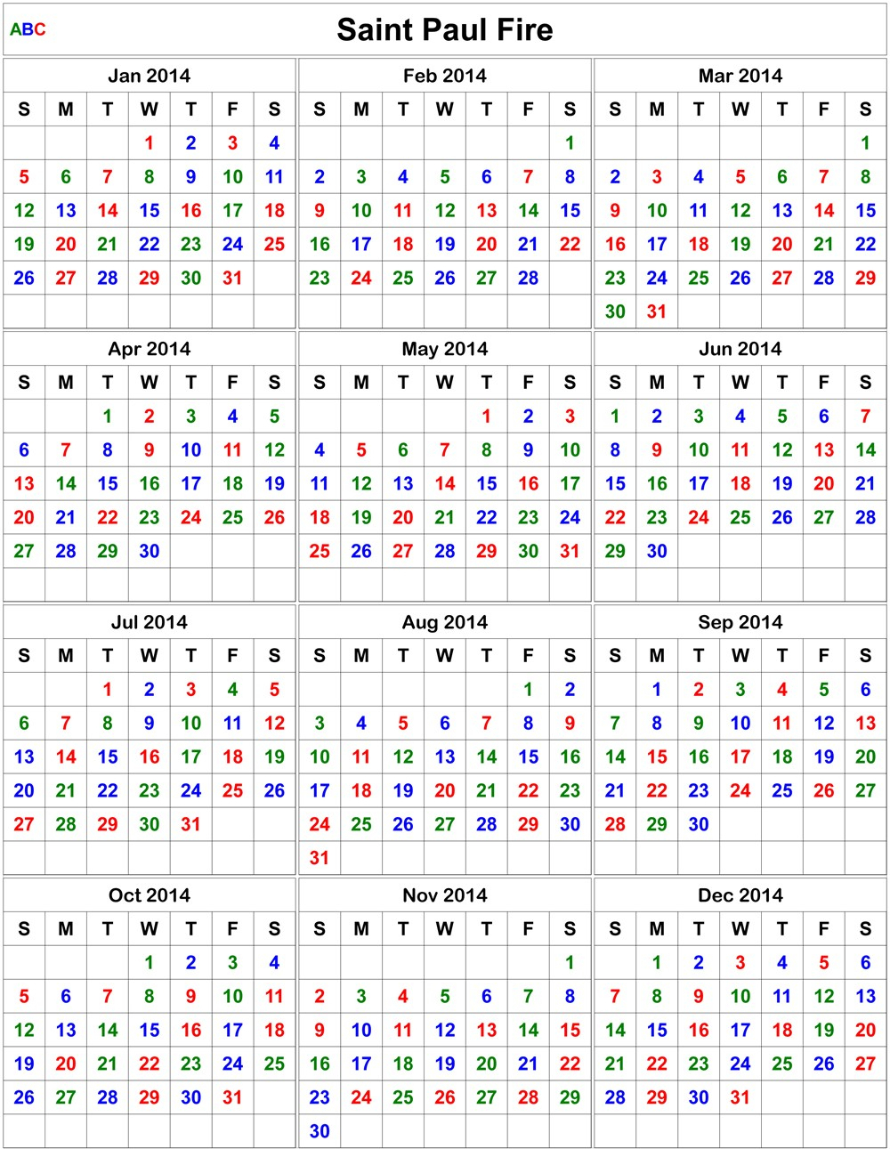 Printable Fire Shift Calendars 2020 Example Calendar Printable