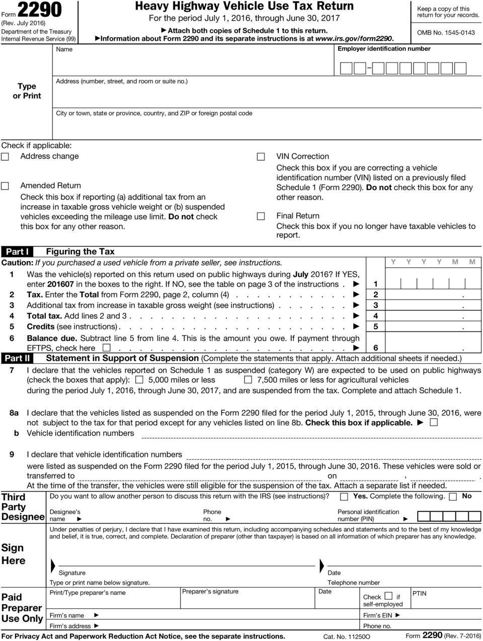 Form Instructions Due Date Irs Sold Credits Step 2290 2015