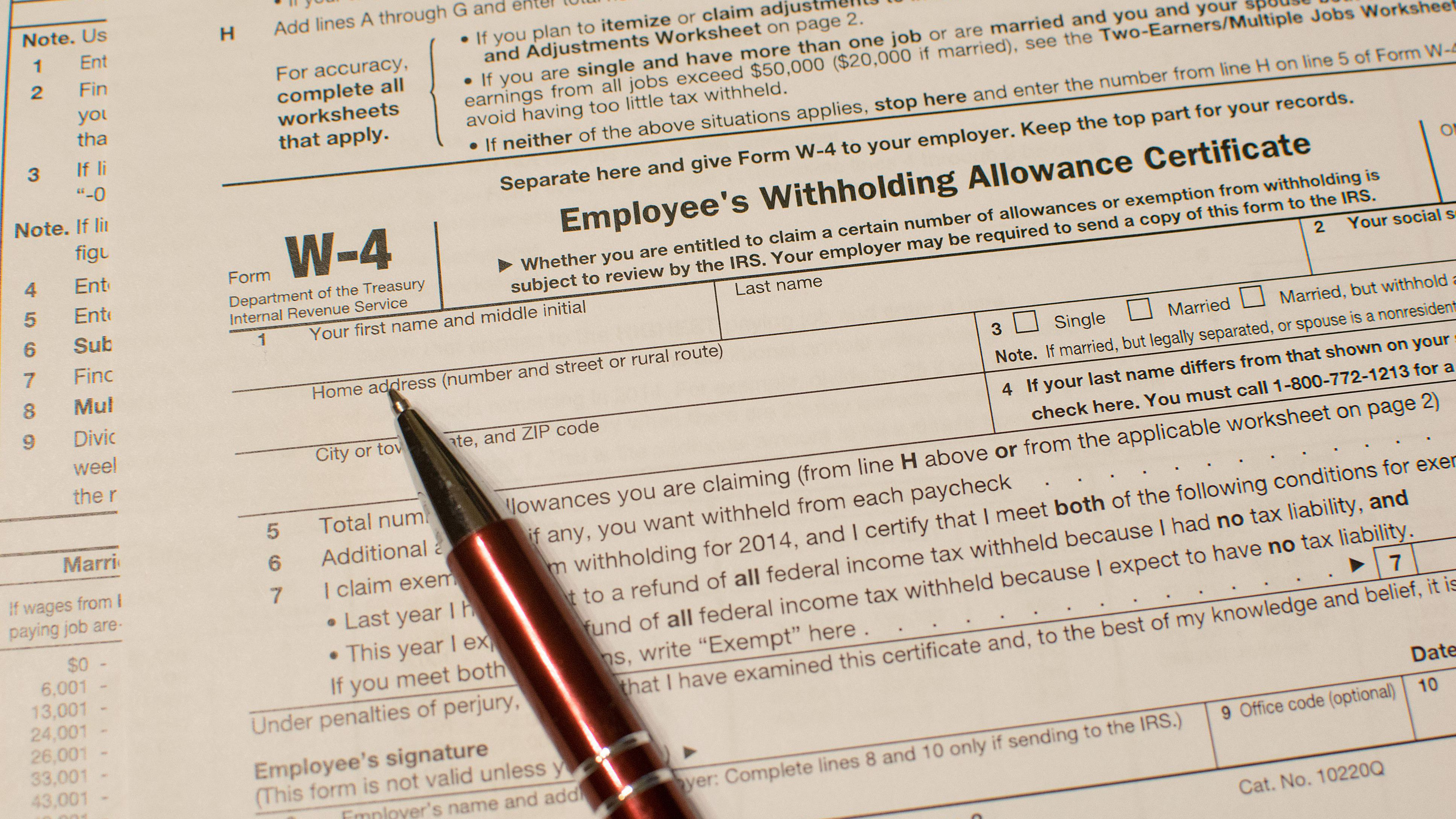 Form W-4 Information For Employers