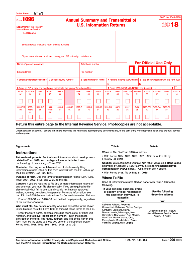Free 1099 Tax Forms Printable Form 2017 2018 Irs 1096 Fill